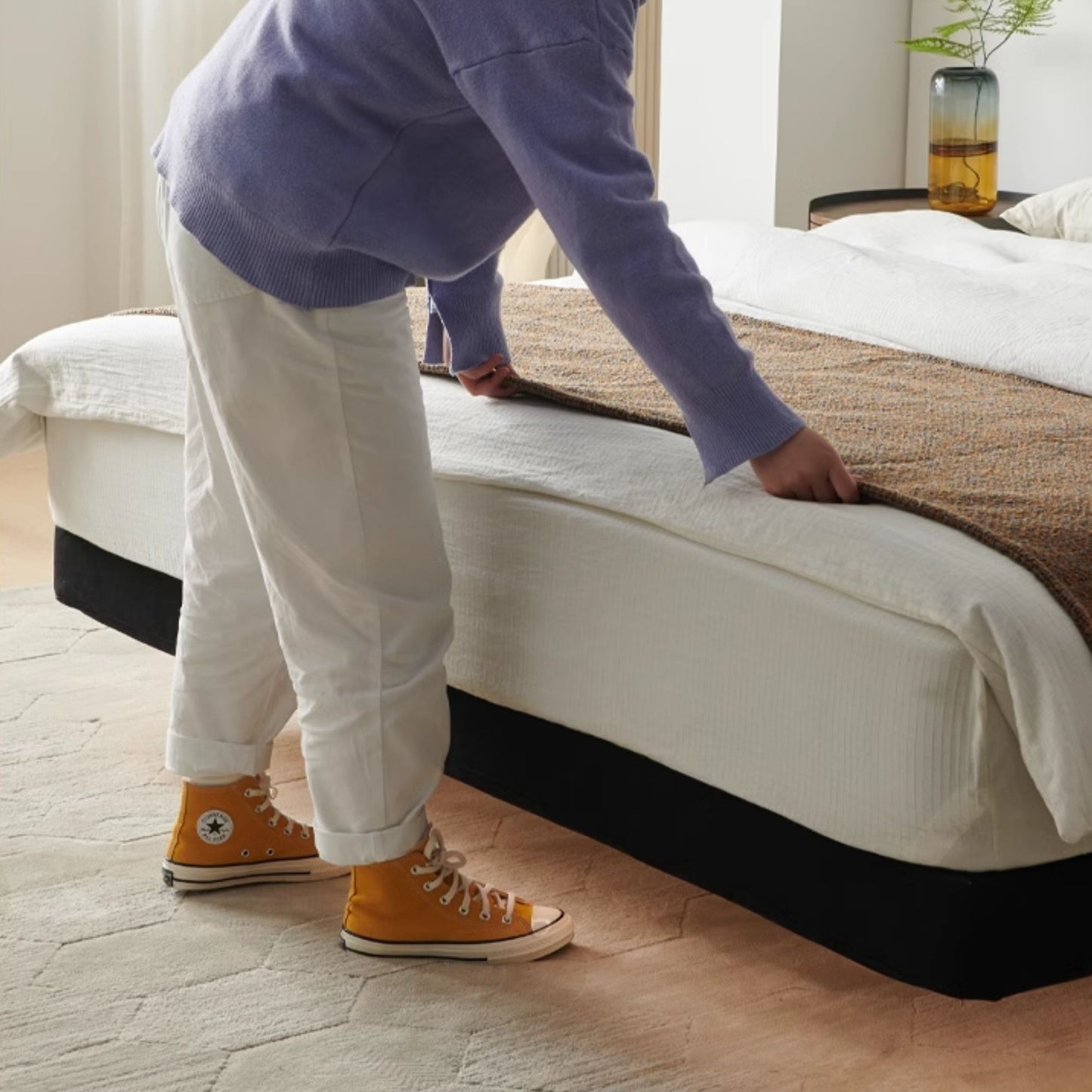 Crystal fabric bed frame black