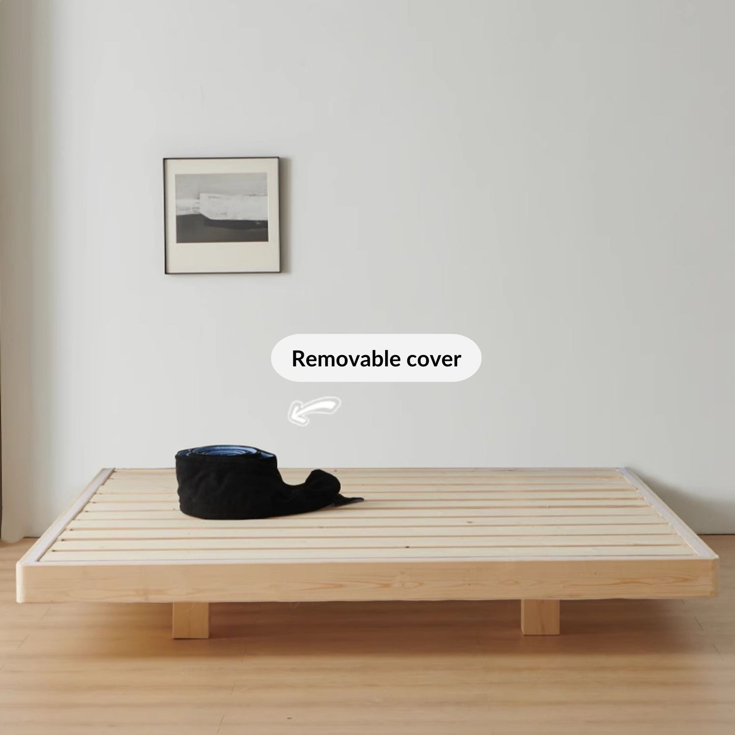 Crystal fabric bed frame black