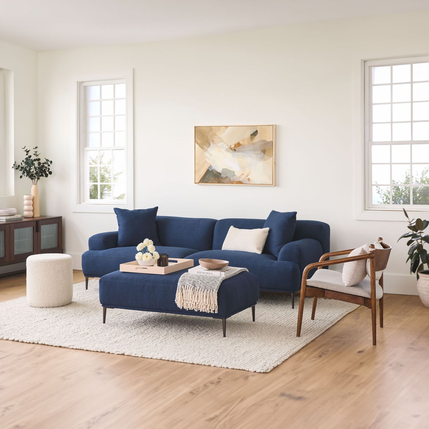 Crystal blue polyester blend sofa