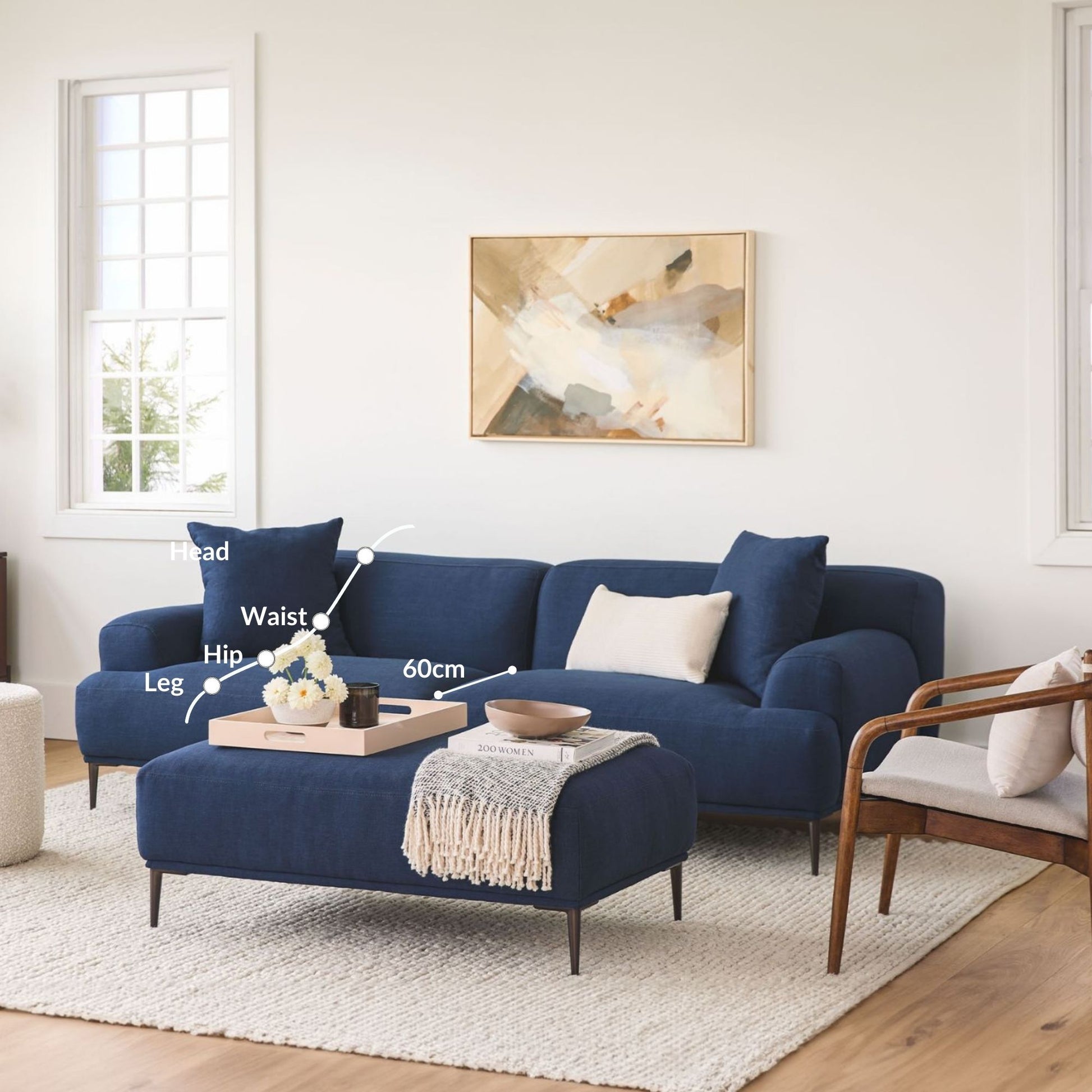 Crystal blue polyester blend sofa