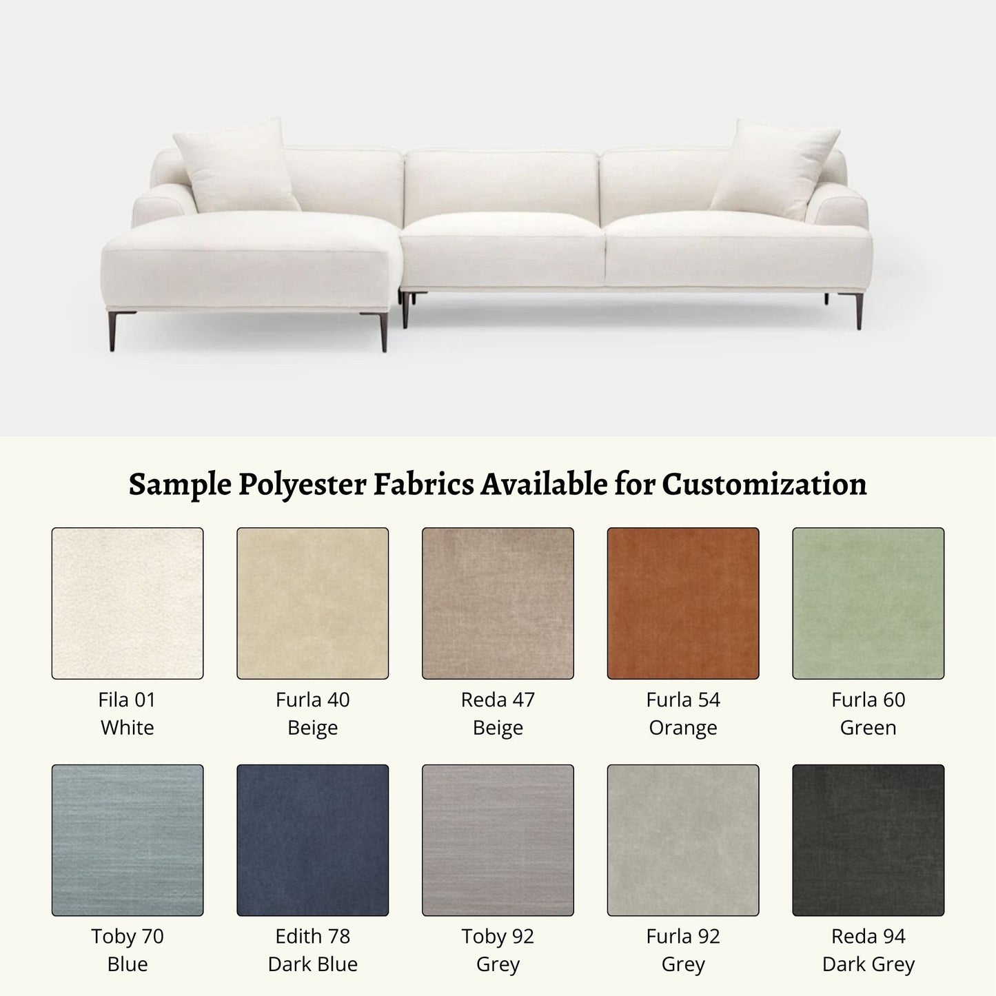 Crystal customized fabric sectional sofa large left white (Other)