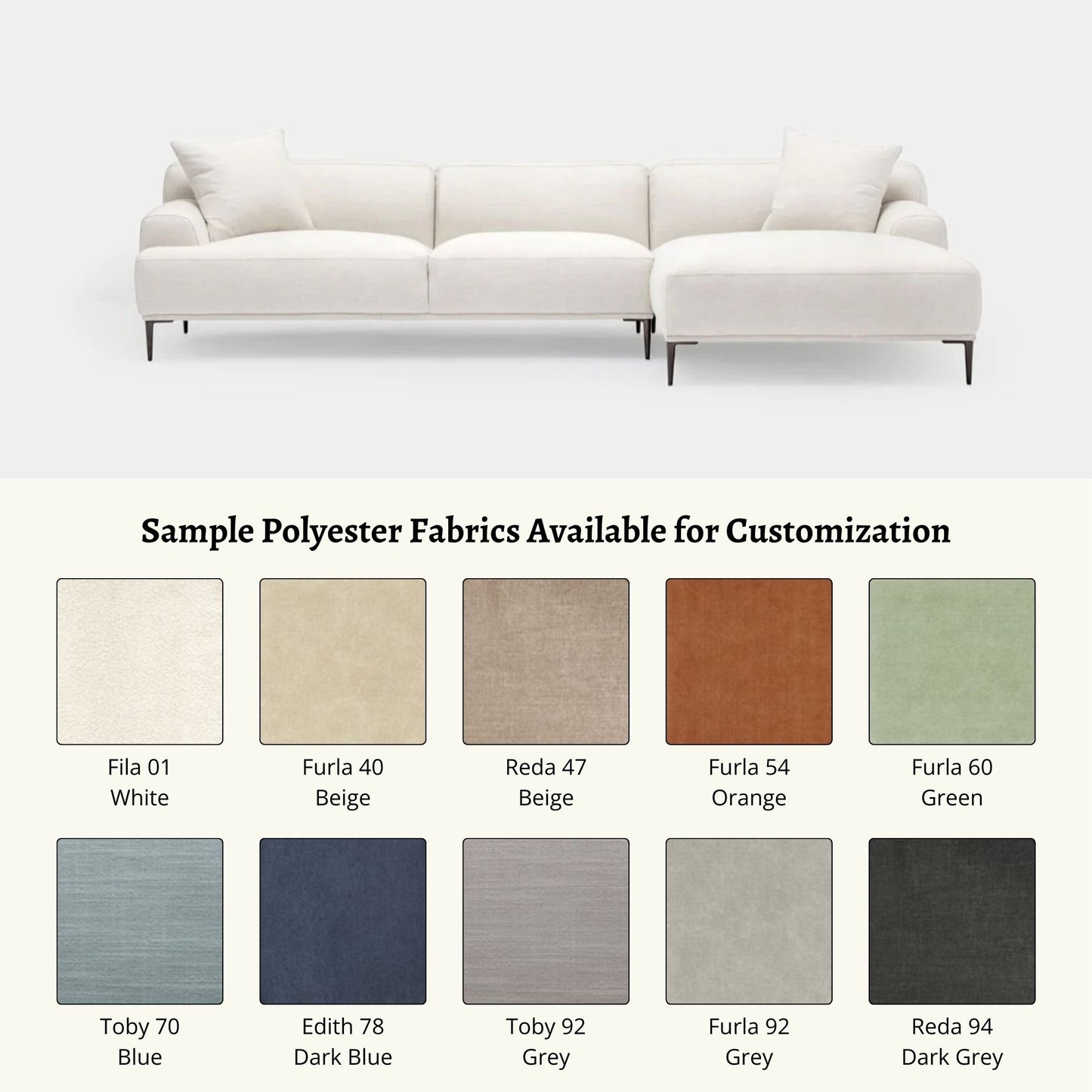 Crystal customized fabric sectional sofa large right white (Other)