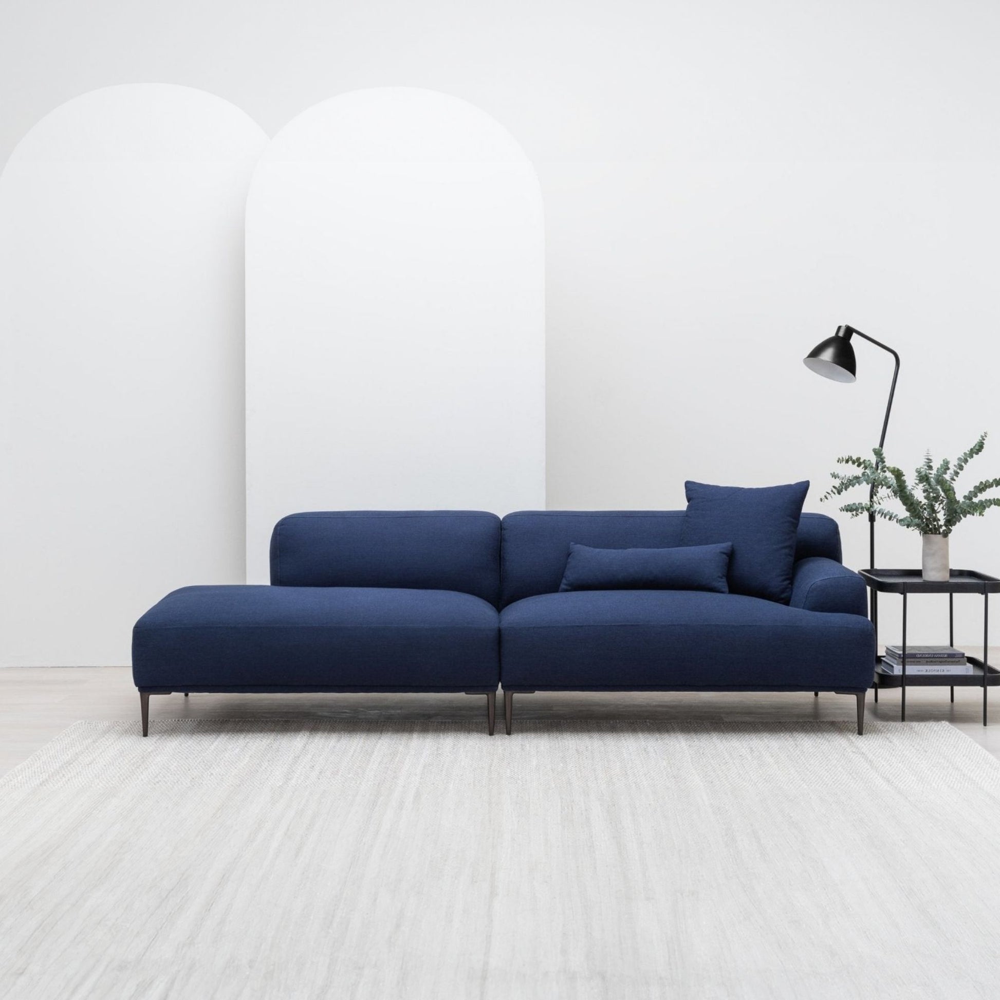 Crystal fabric one arm sofa left blue