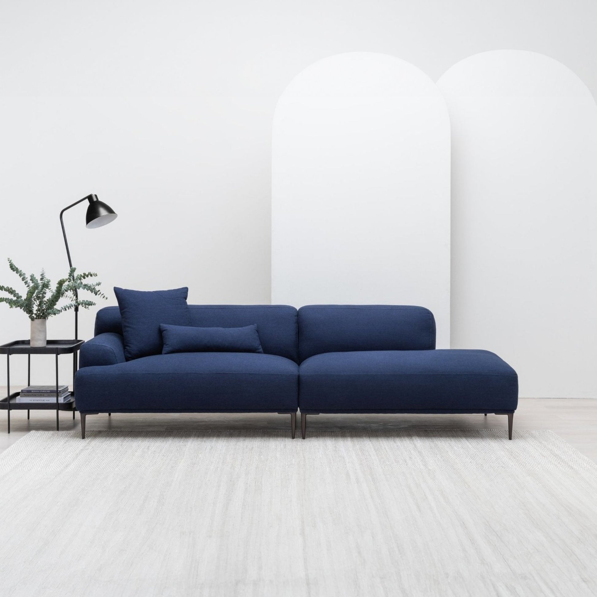 Crystal fabric one arm sofa right blue