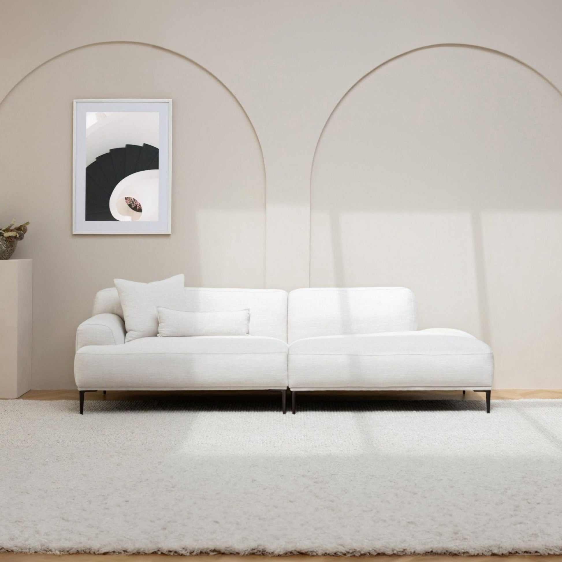 Crystal fabric one arm sofa right white