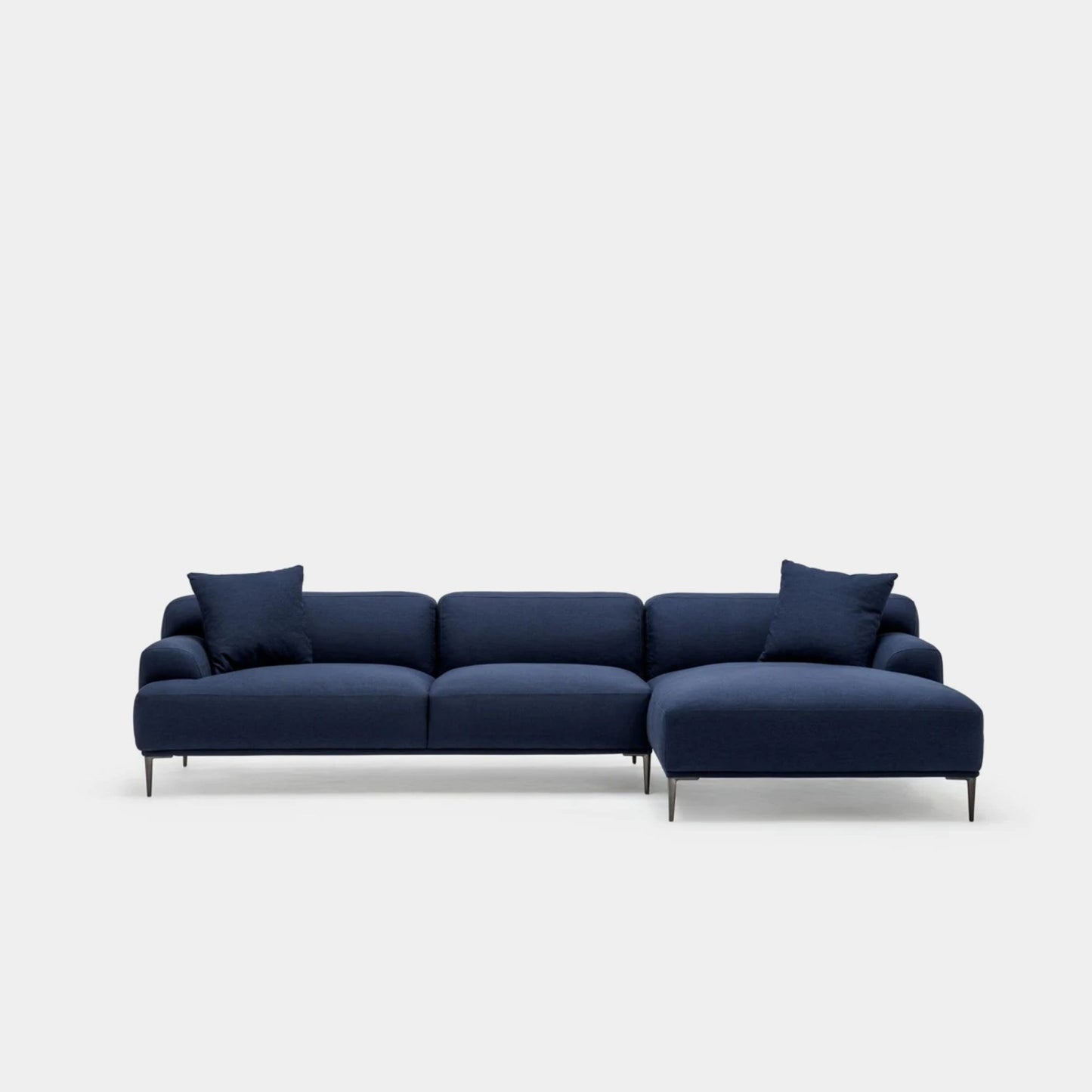 Crystal fabric sectional sofa large right blue