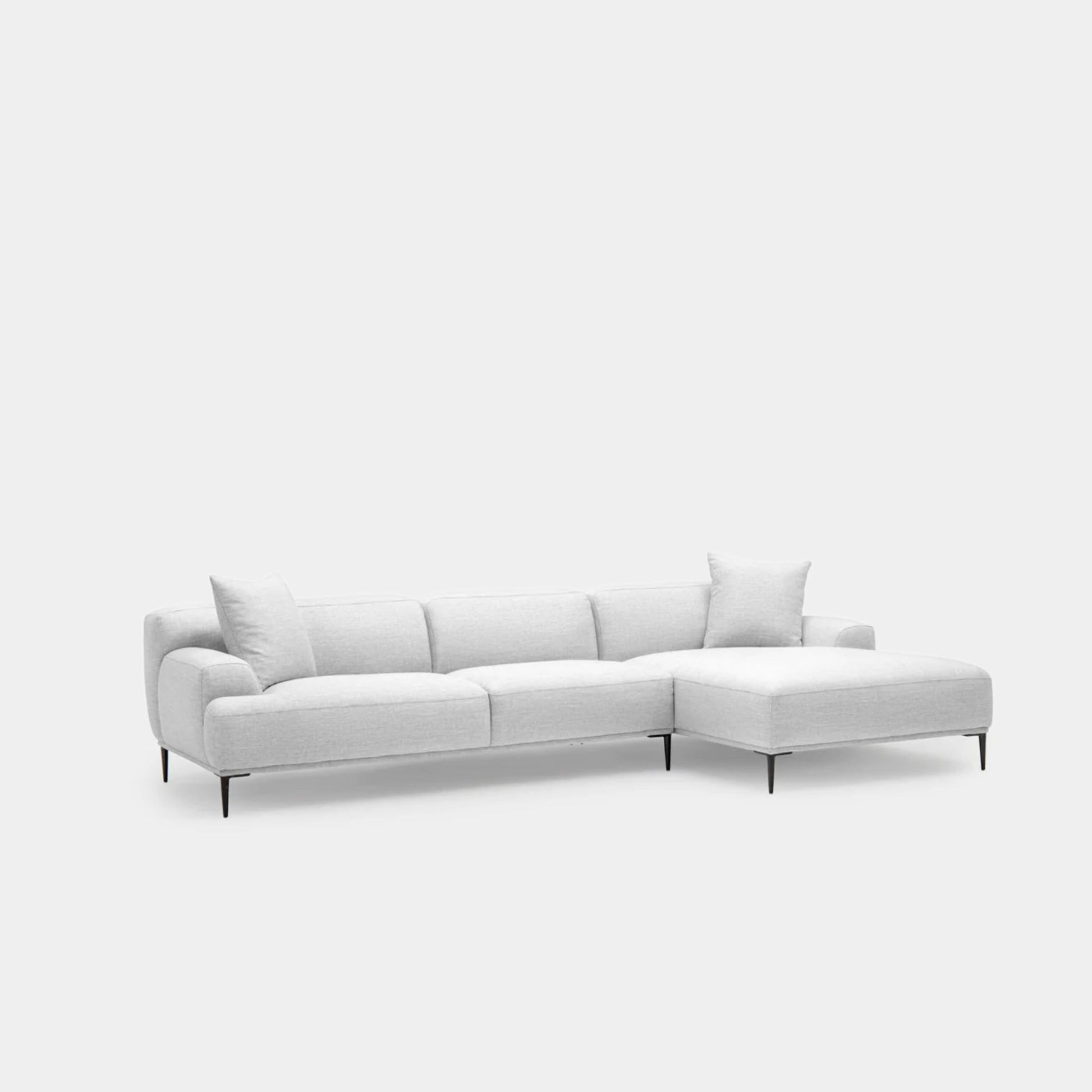 Crystal fabric sectional sofa large right grey