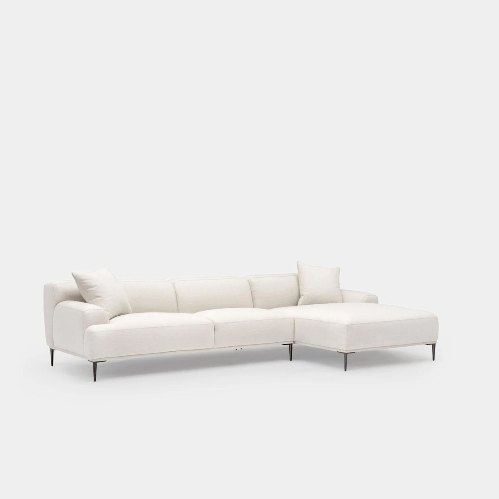 Crystal fabric sectional sofa large right white