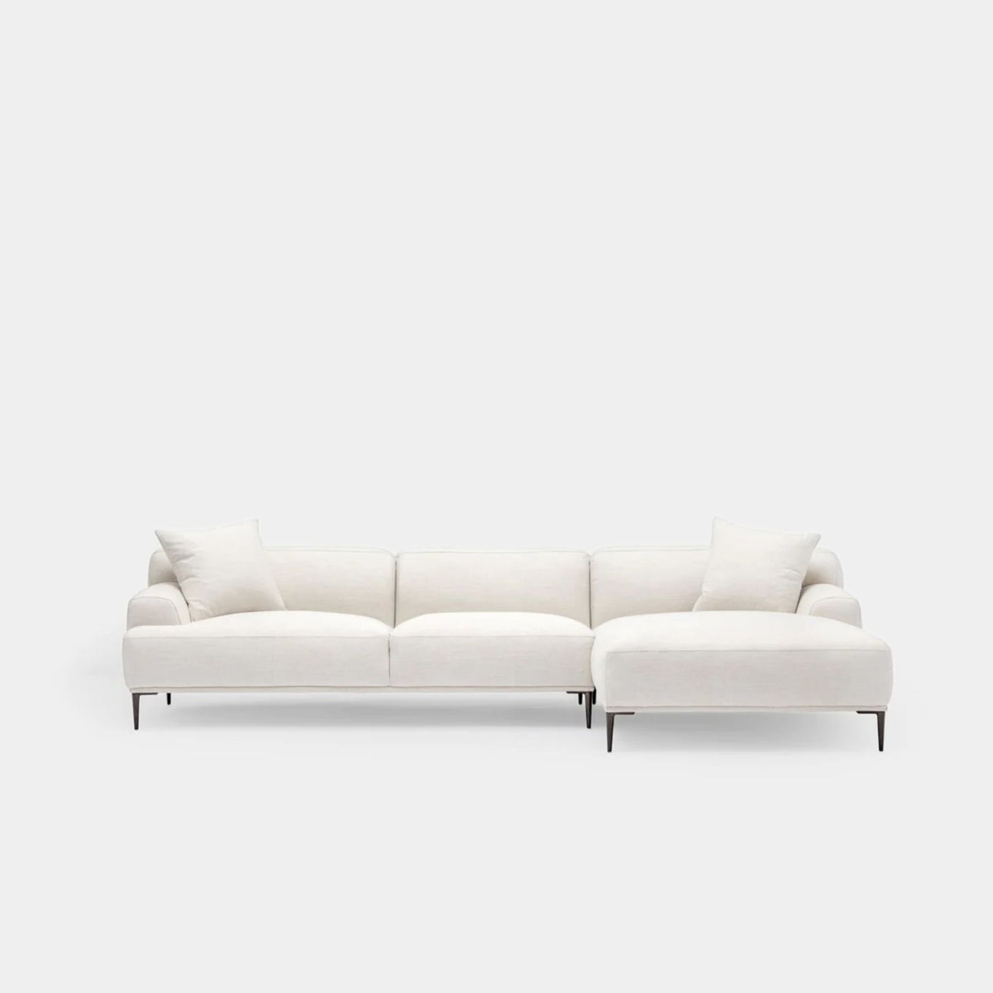 Crystal fabric sectional sofa large right white