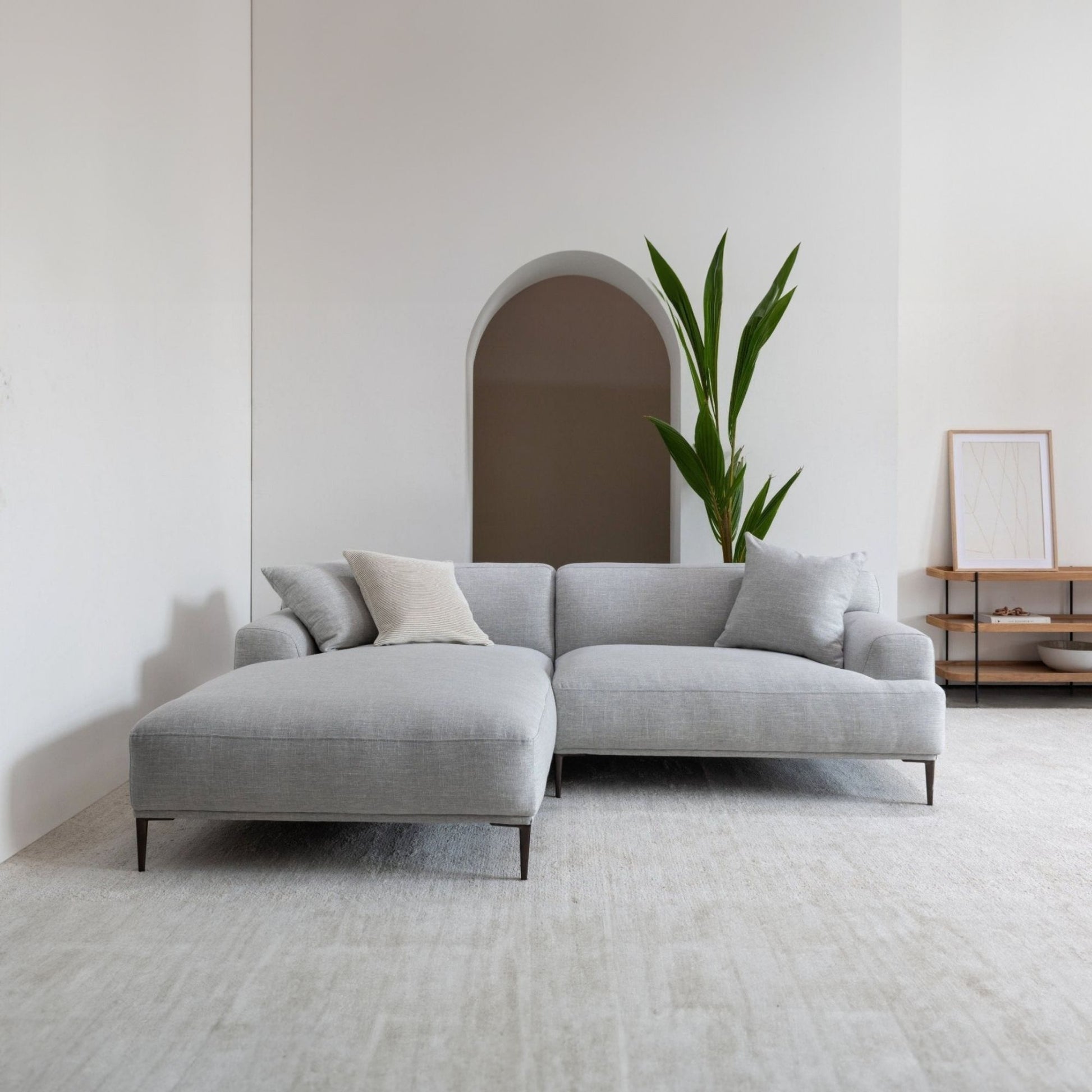 Crystal fabric sectional sofa left grey