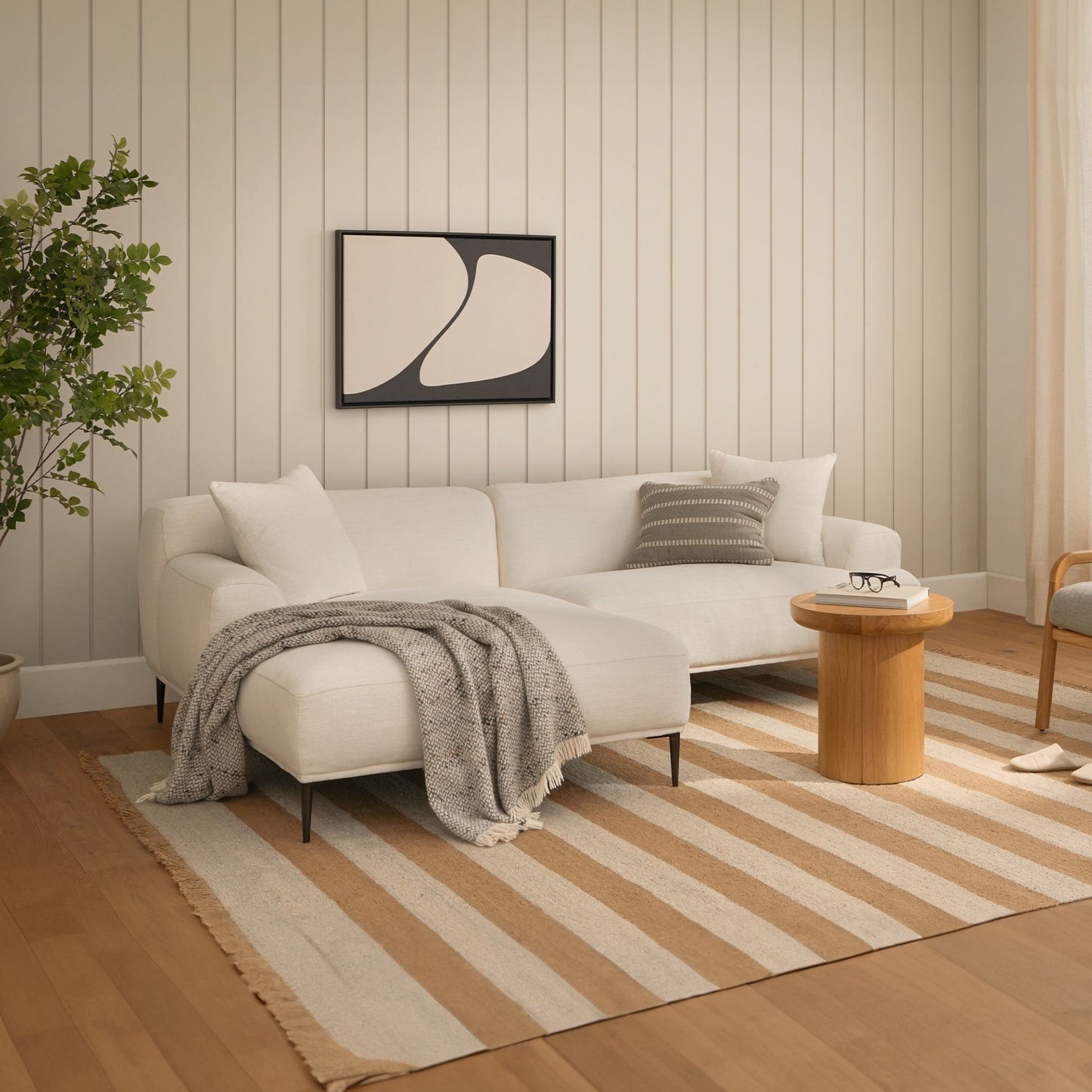 Crystal fabric sectional sofa left white