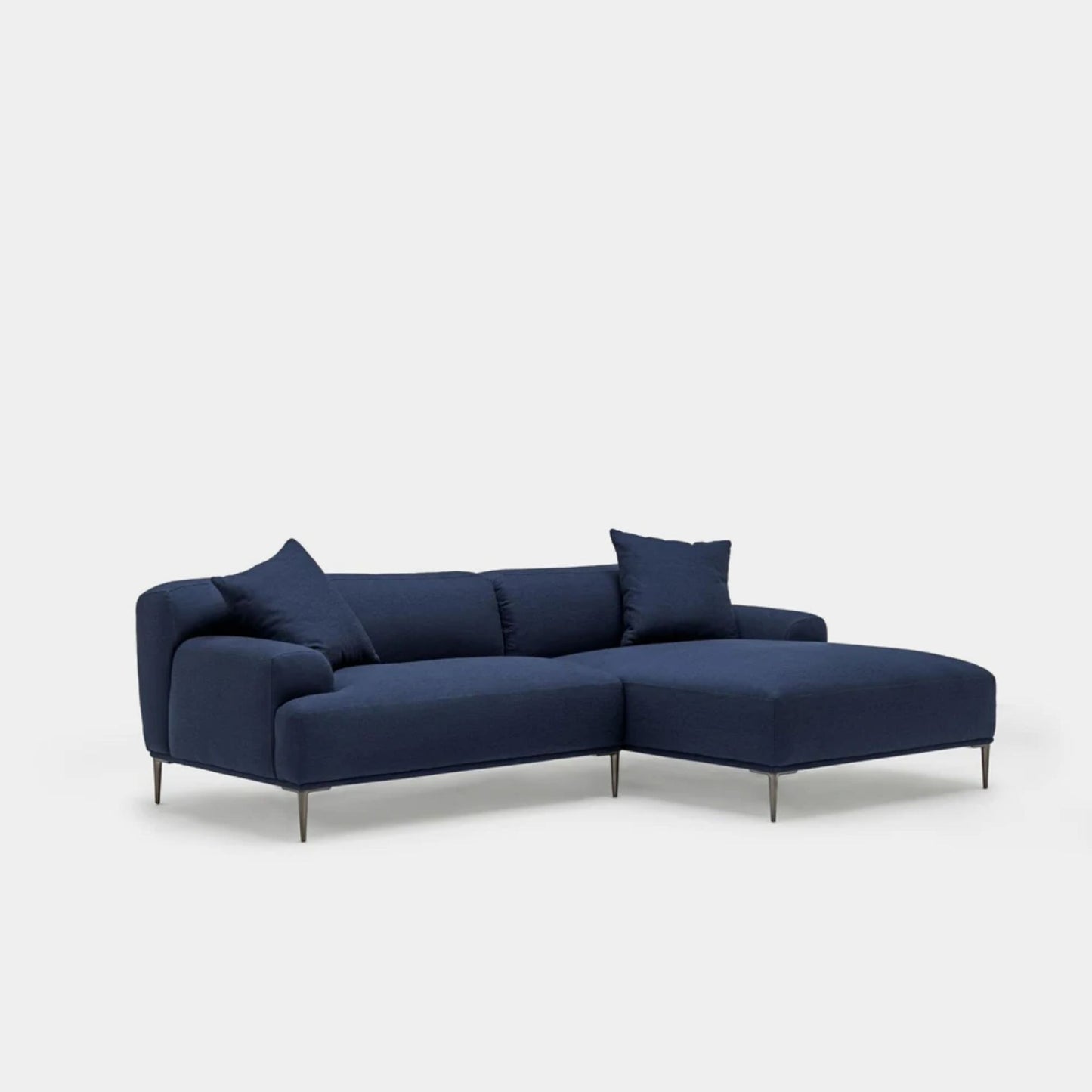 Crystal fabric sectional sofa right blue