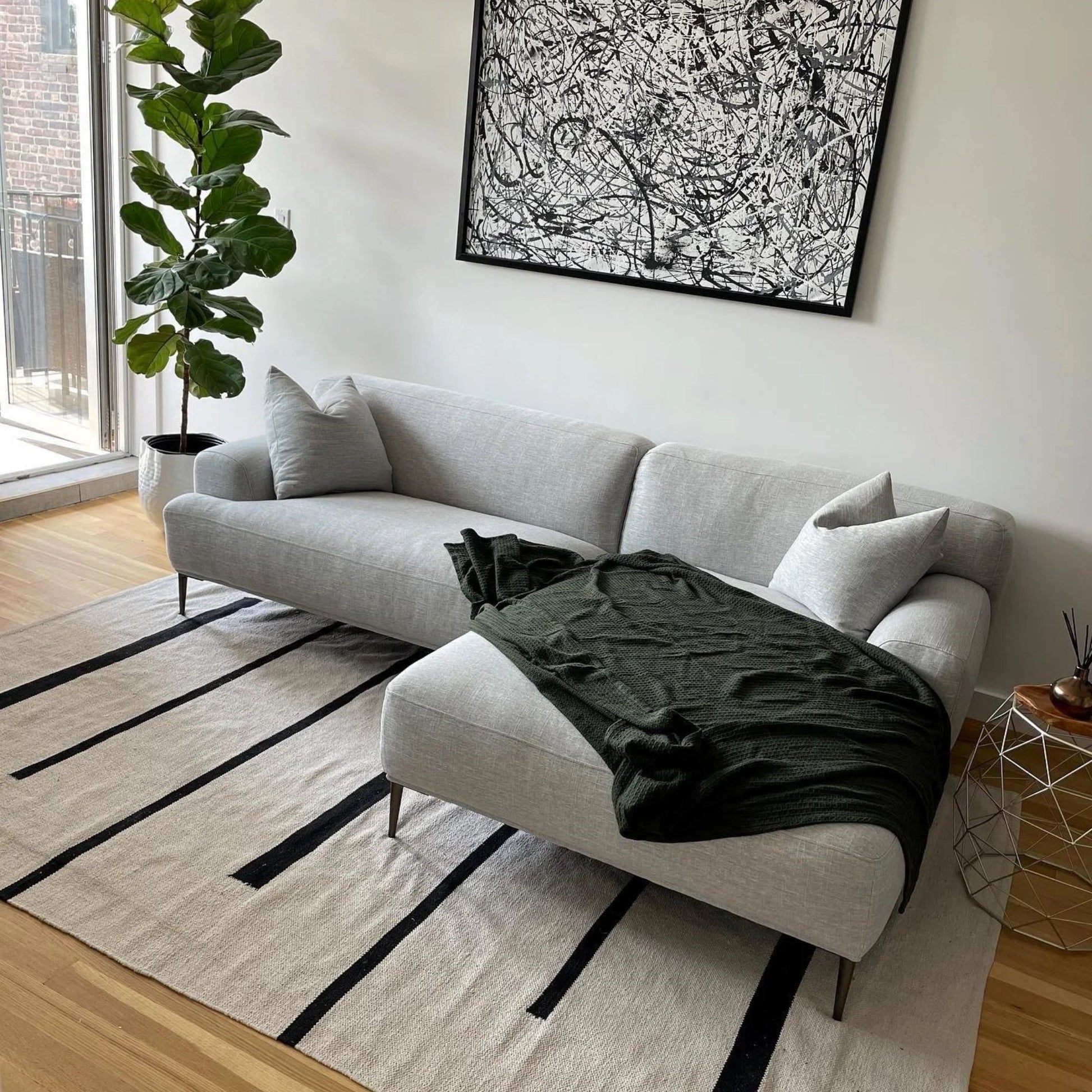 Crystal fabric sectional sofa right grey