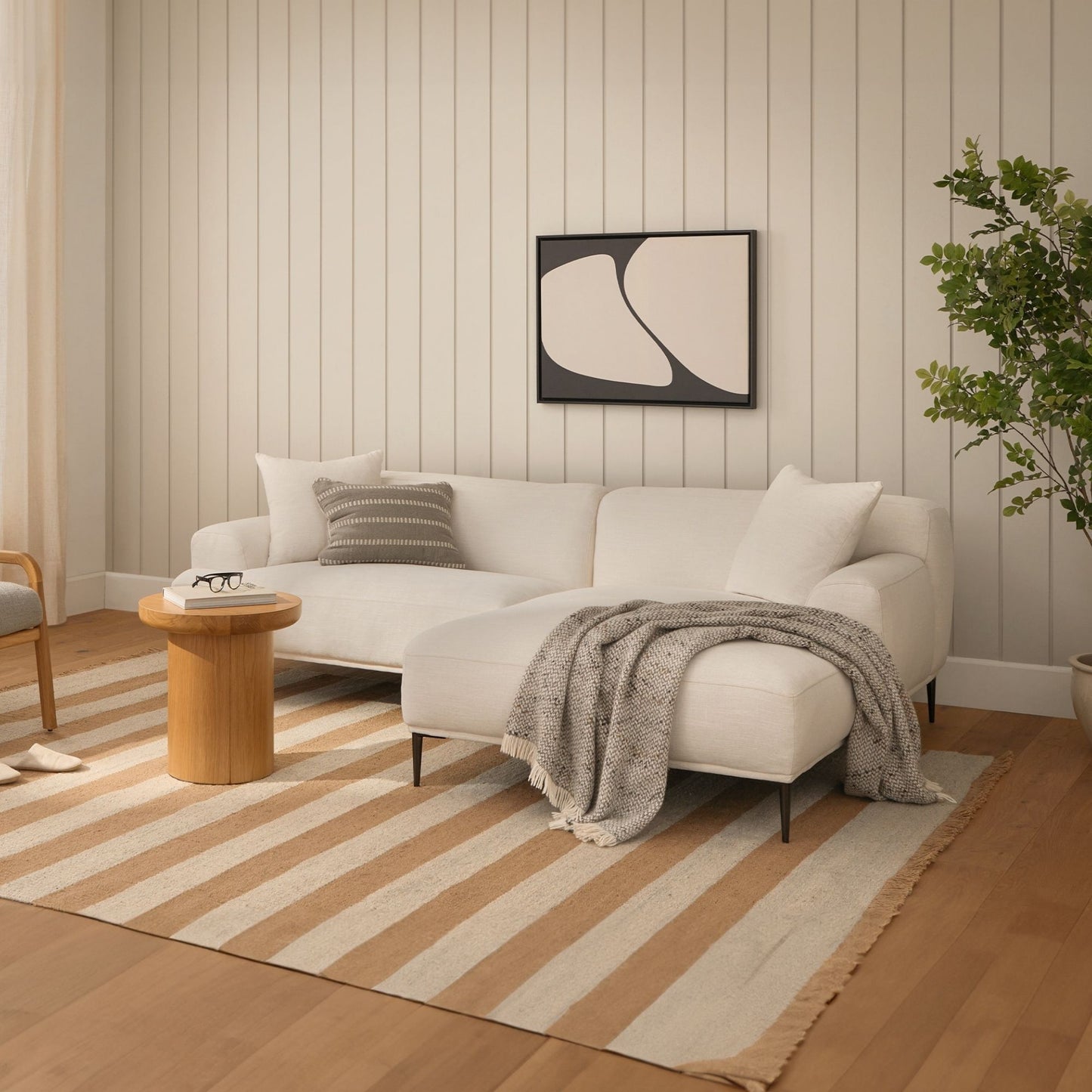 Crystal fabric sectional sofa right white