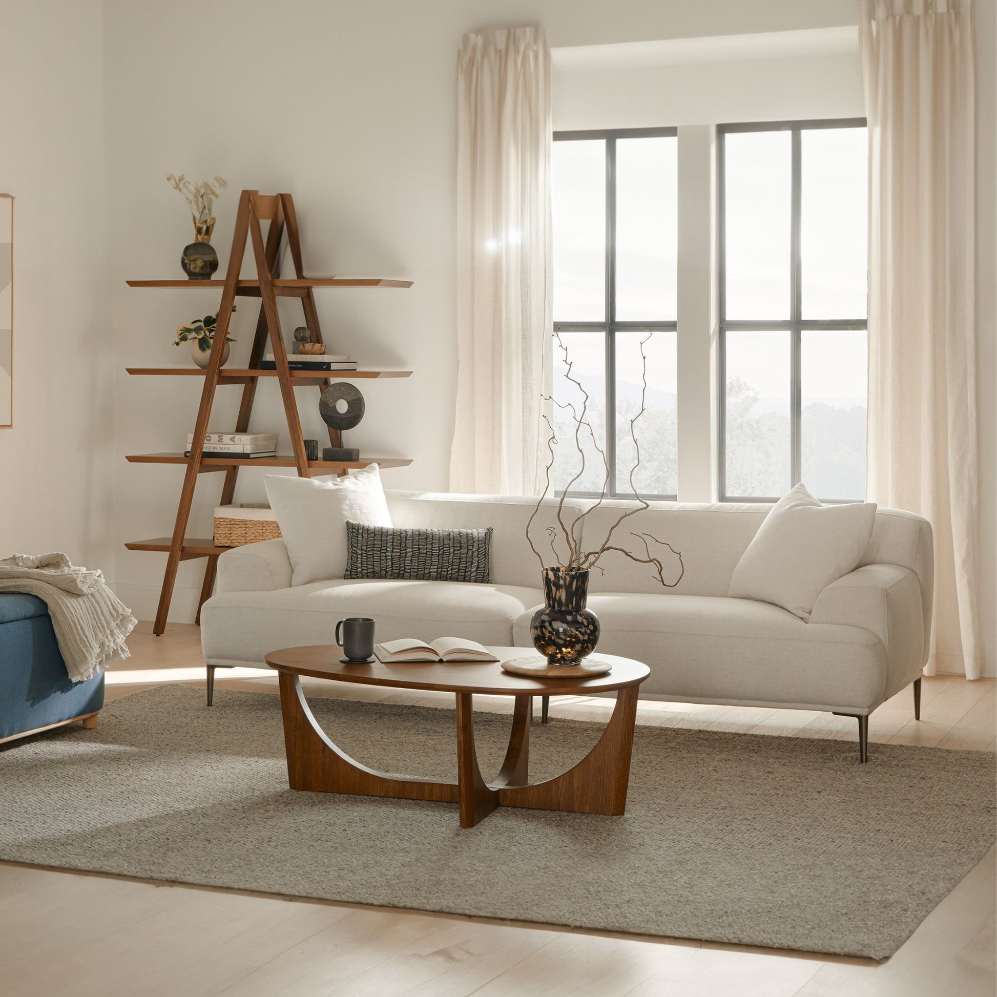 Crystal white polyester blend sofa