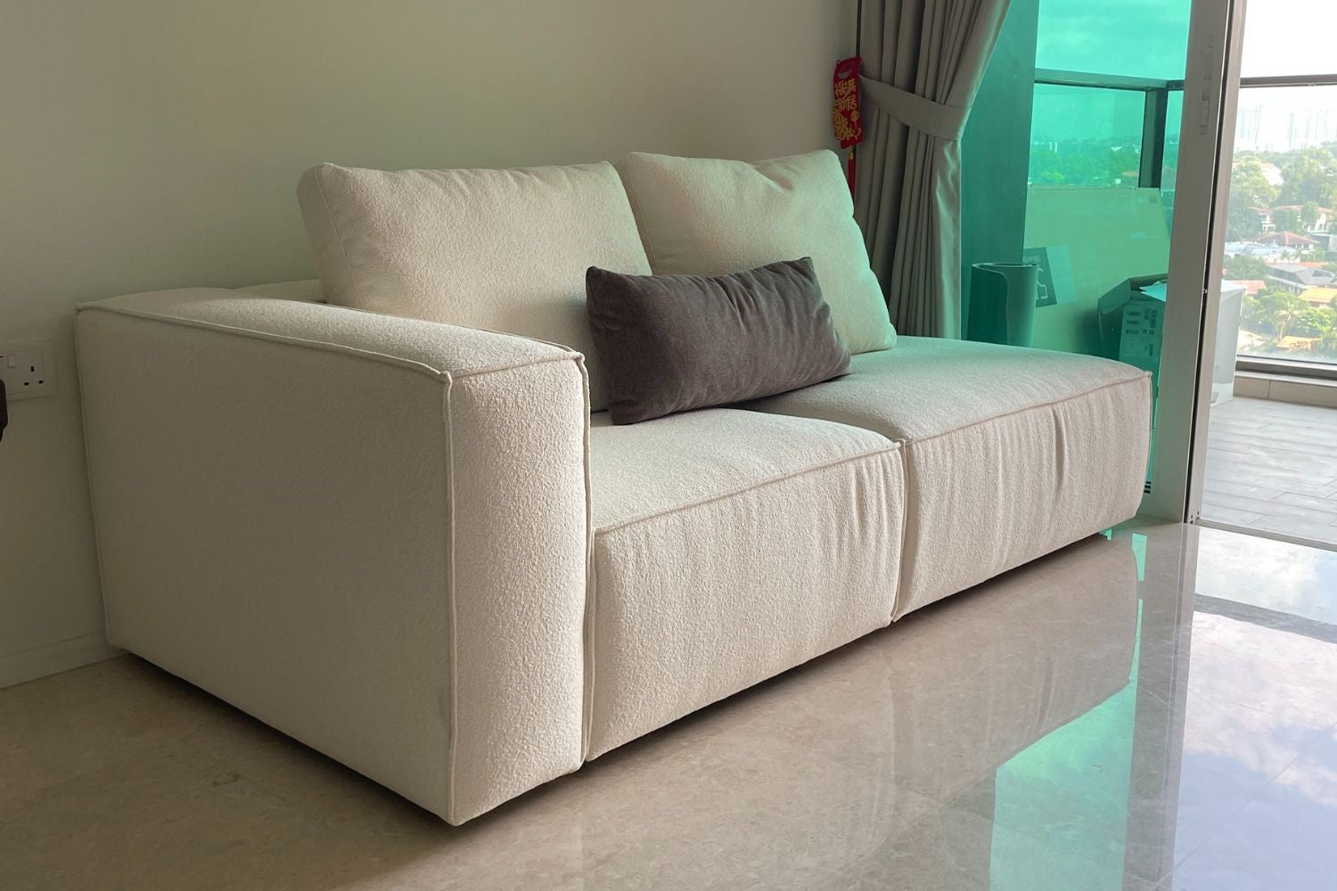 Cubix 200cm White (Fila 01) Fabric One Arm Sofa Zipeng | Jul 24