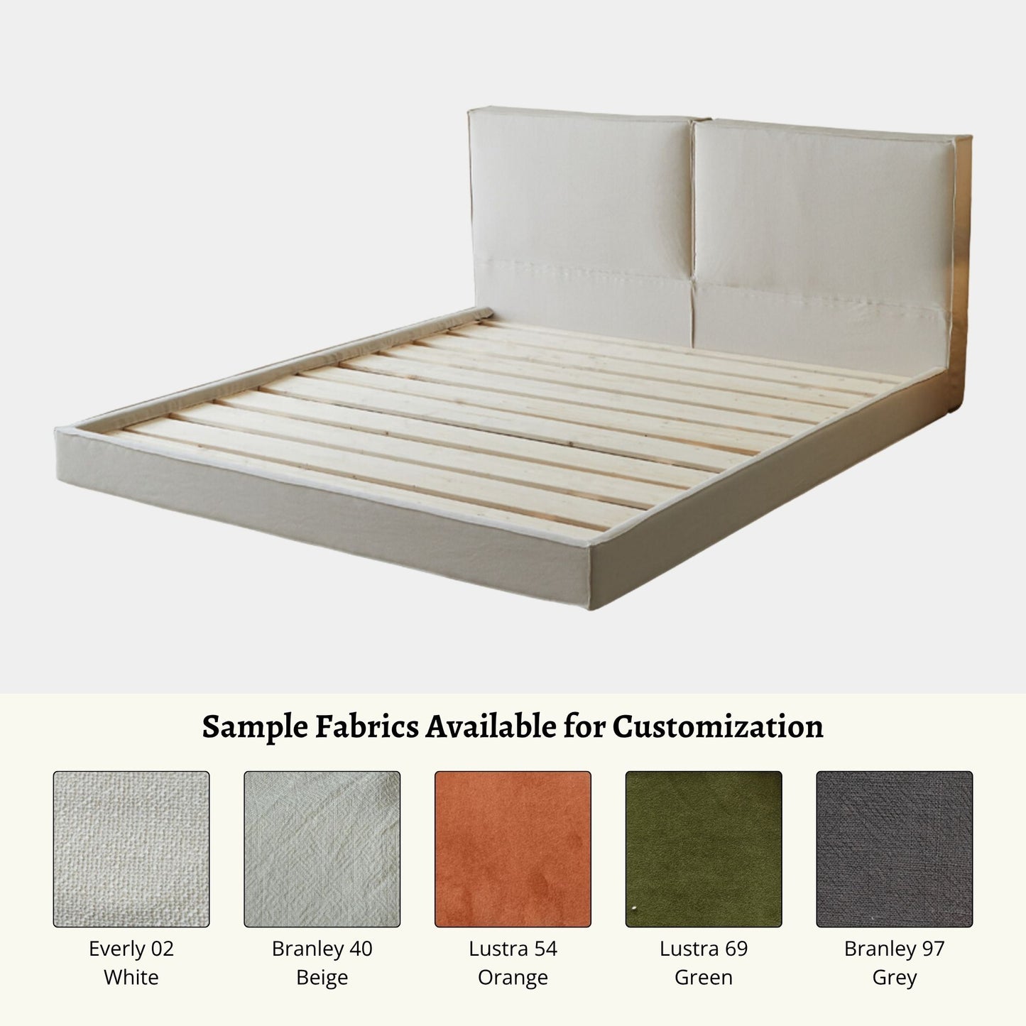 Cubix white fabric bed frame fabric customziation sample options (Other)