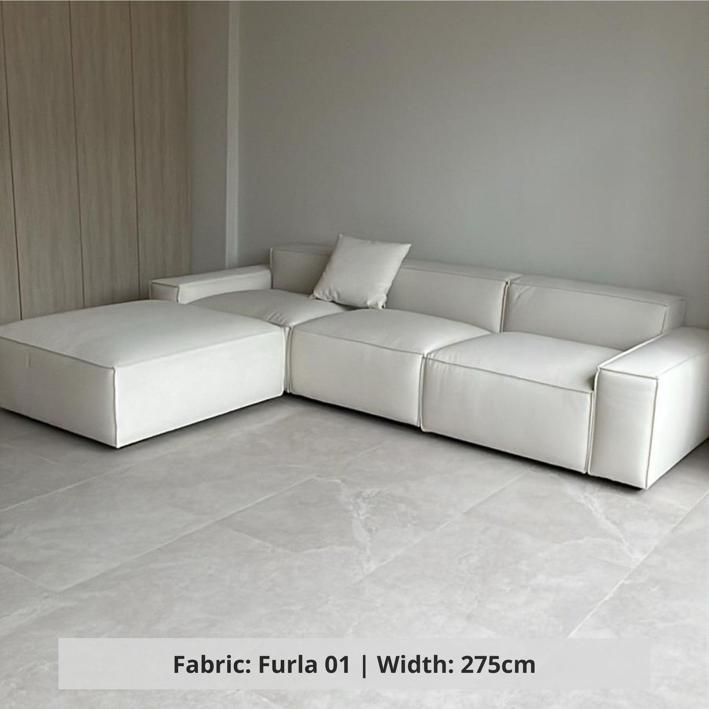 Cubix 4 seater fabric sofa with ottoman in white pet friendly fabric (Other)