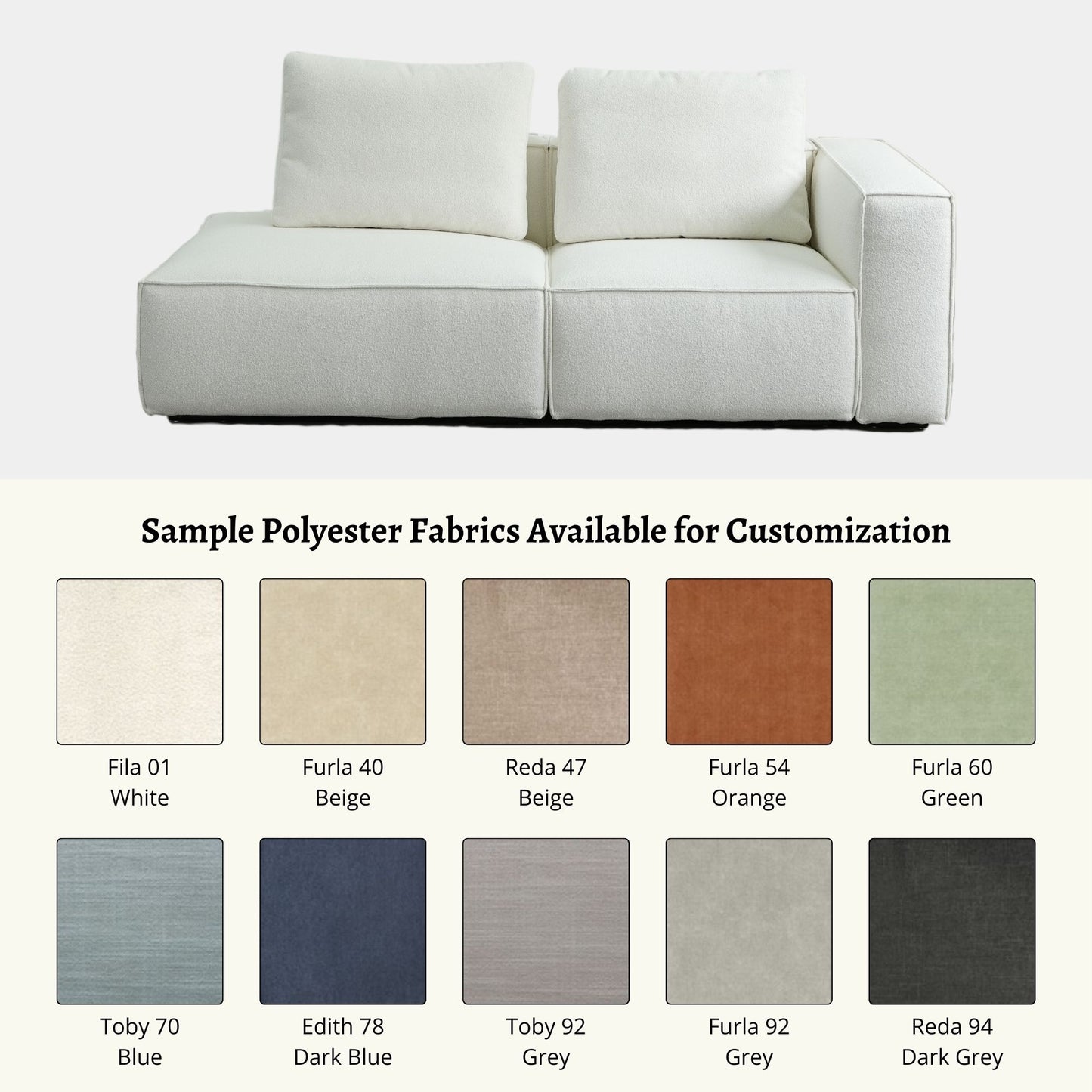 cubix fabric one arm sofa white right