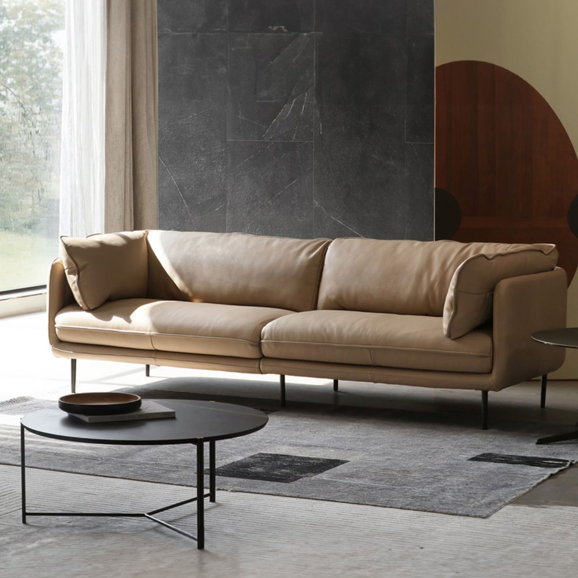 Cuddle full leather sofa beige