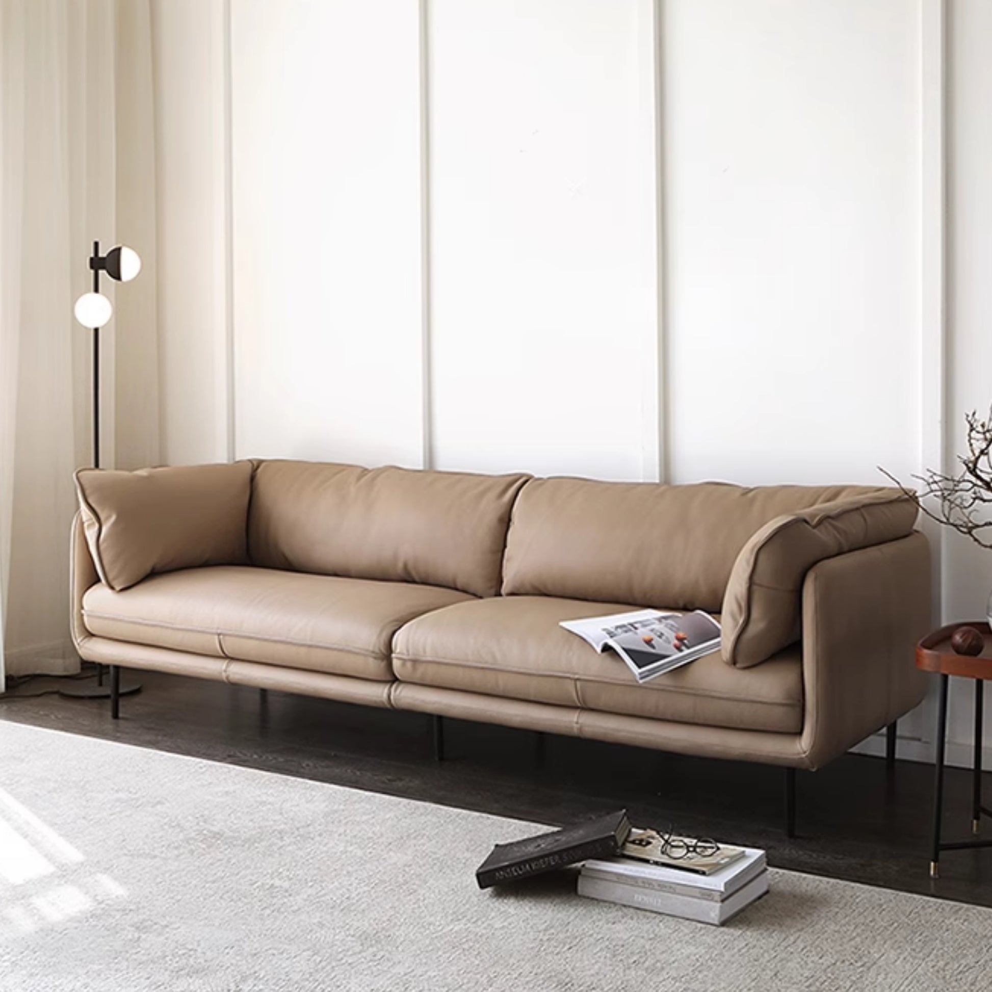 Cuddle half leather sofa beige