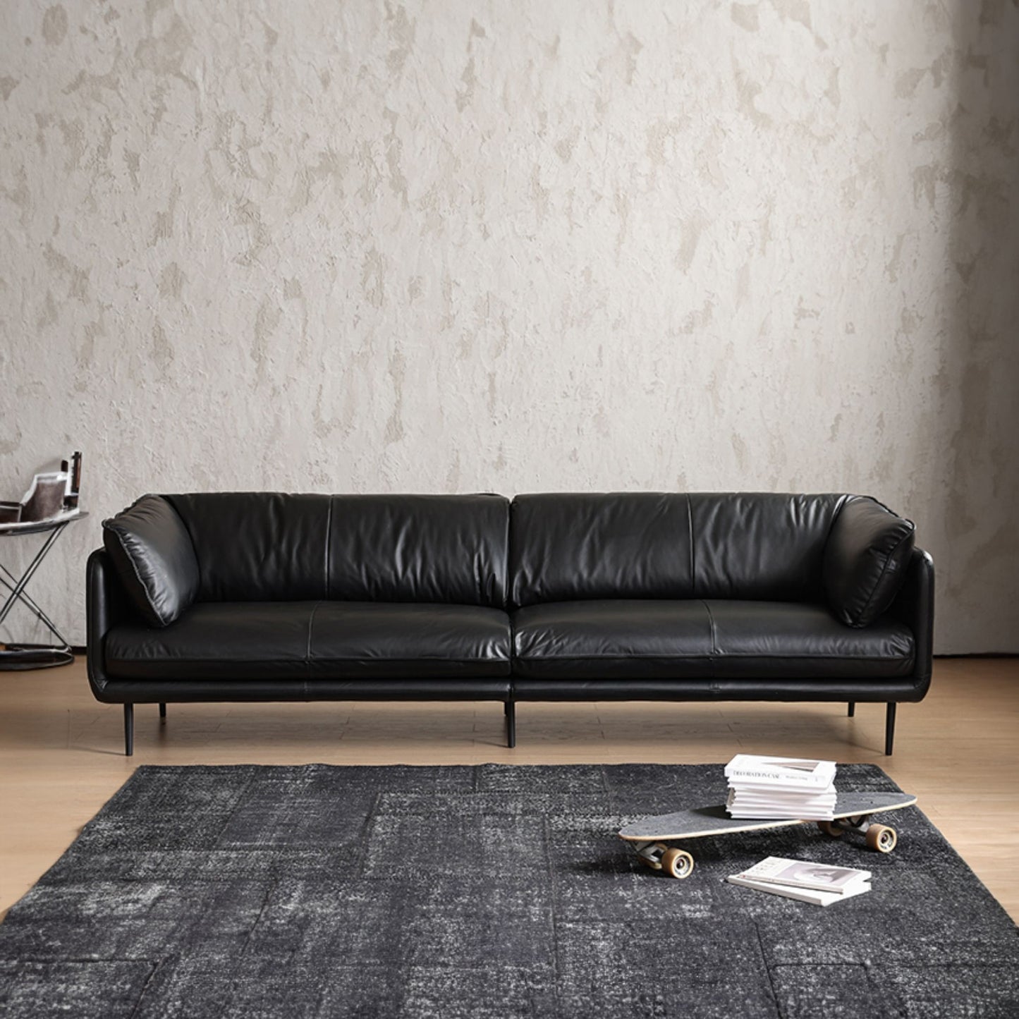 Cuddle full leather sofa black