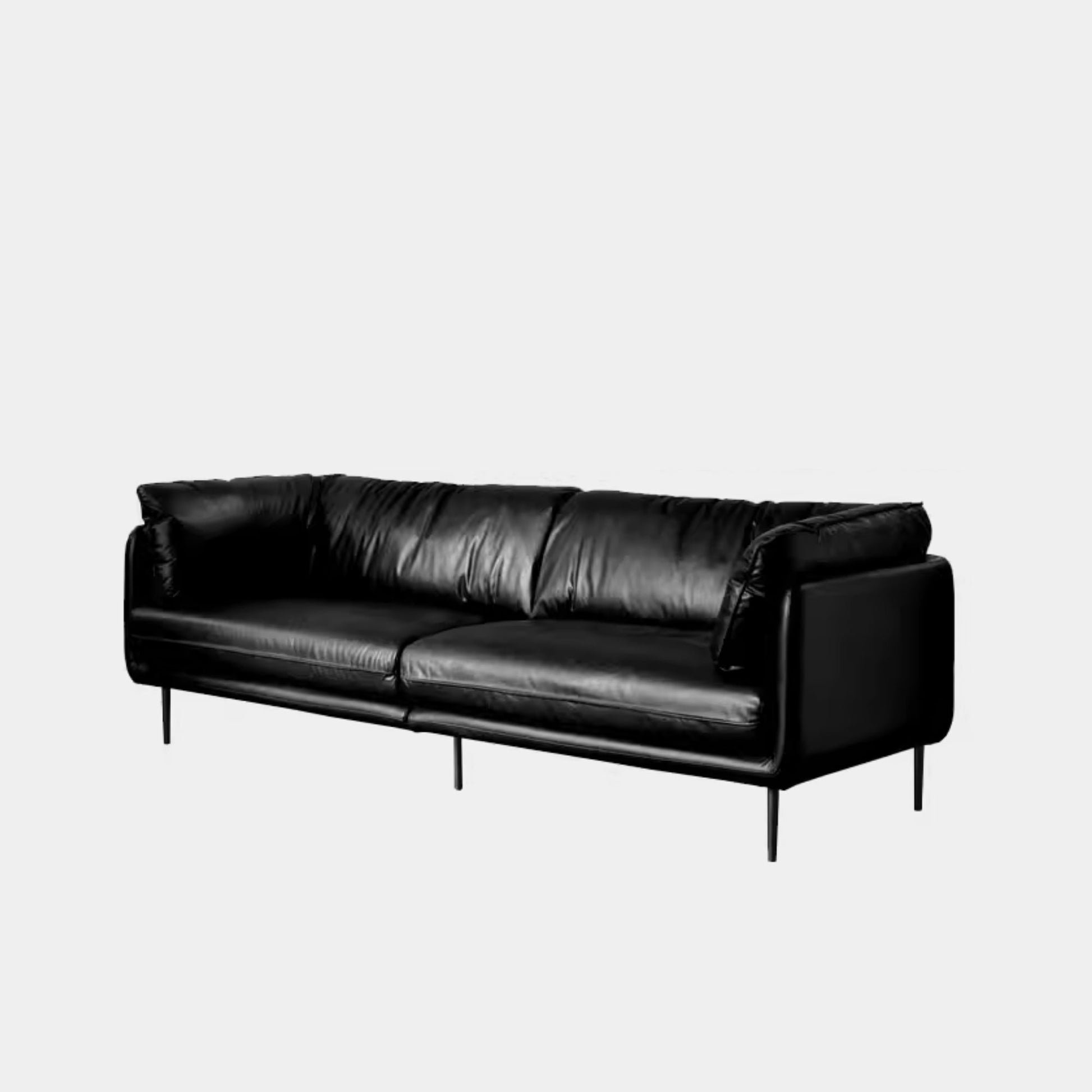 Cuddle half leather sofa black
