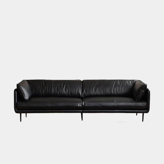 Cuddle half leather sofa black