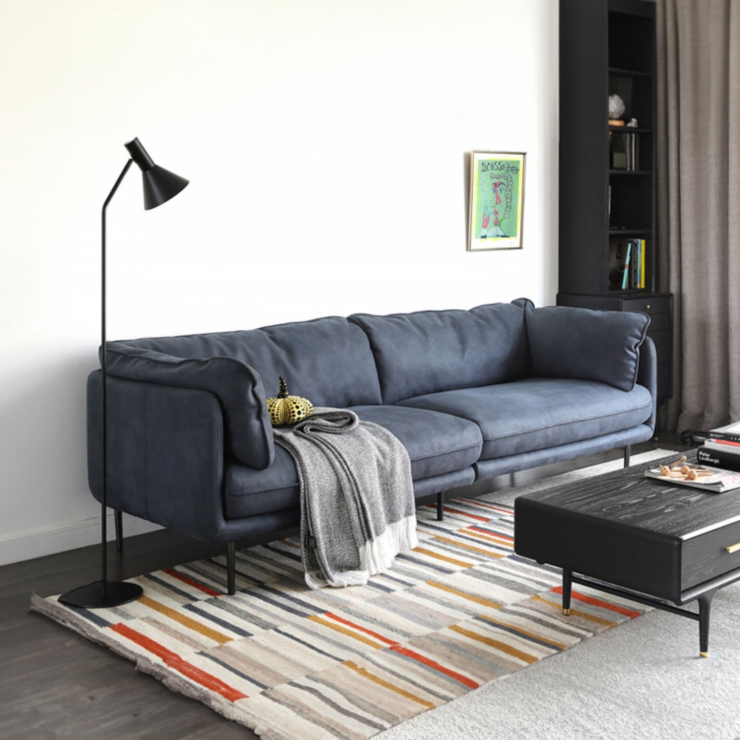 Cuddle blue fabric sofa
