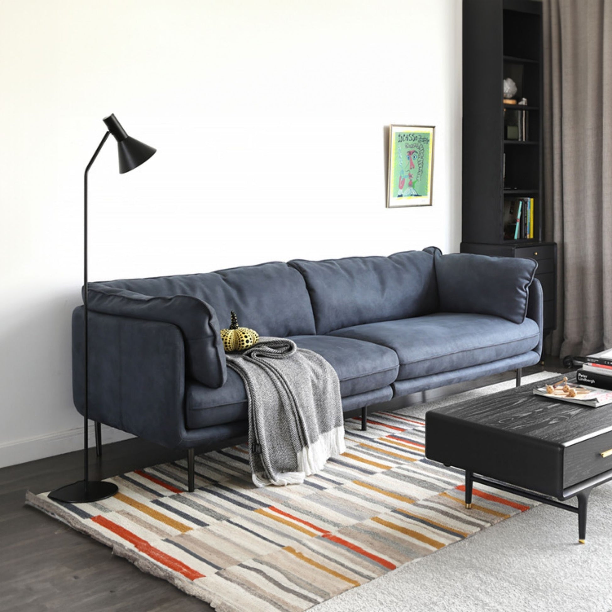 Cuddle blue fabric sofa