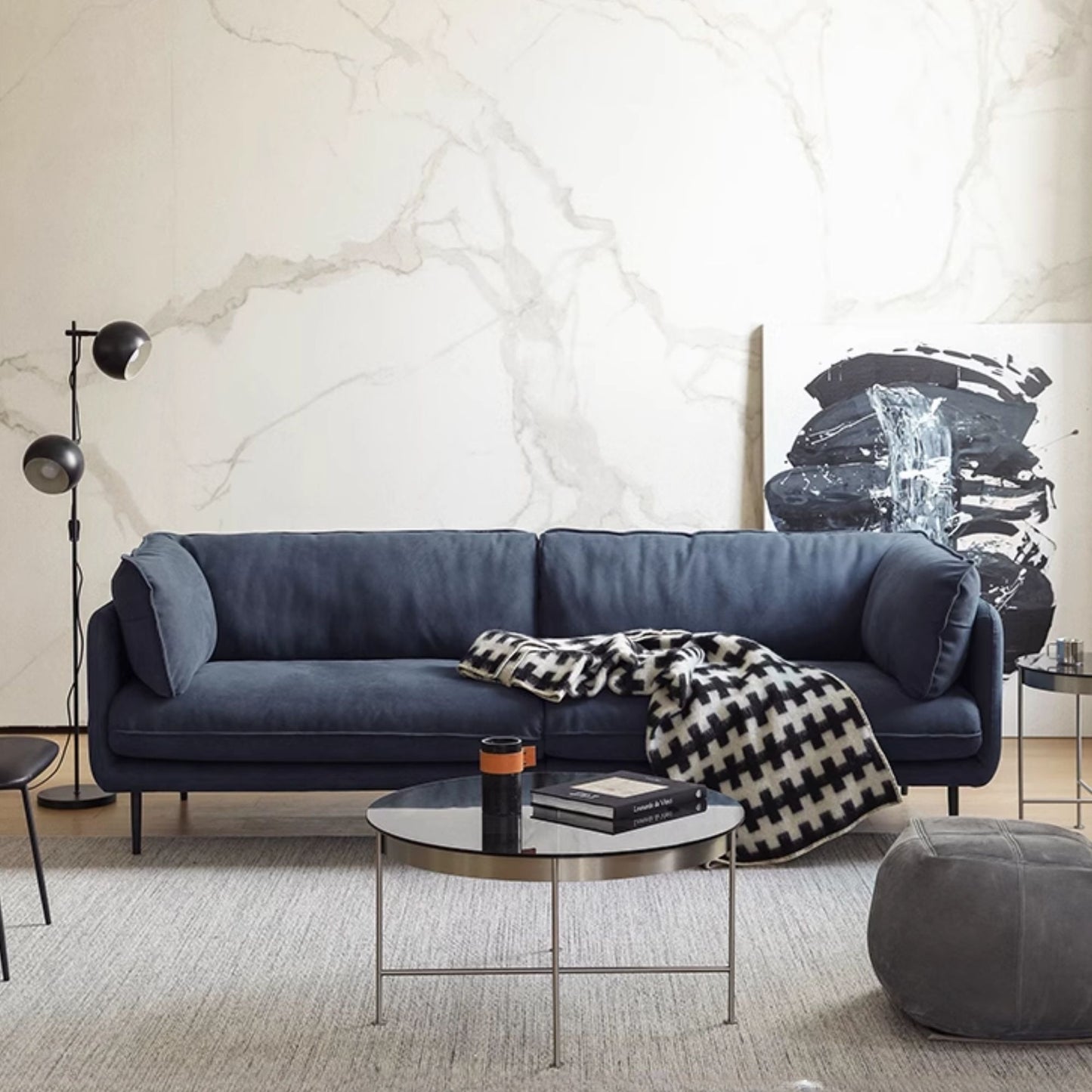 Cuddle blue fabric sofa