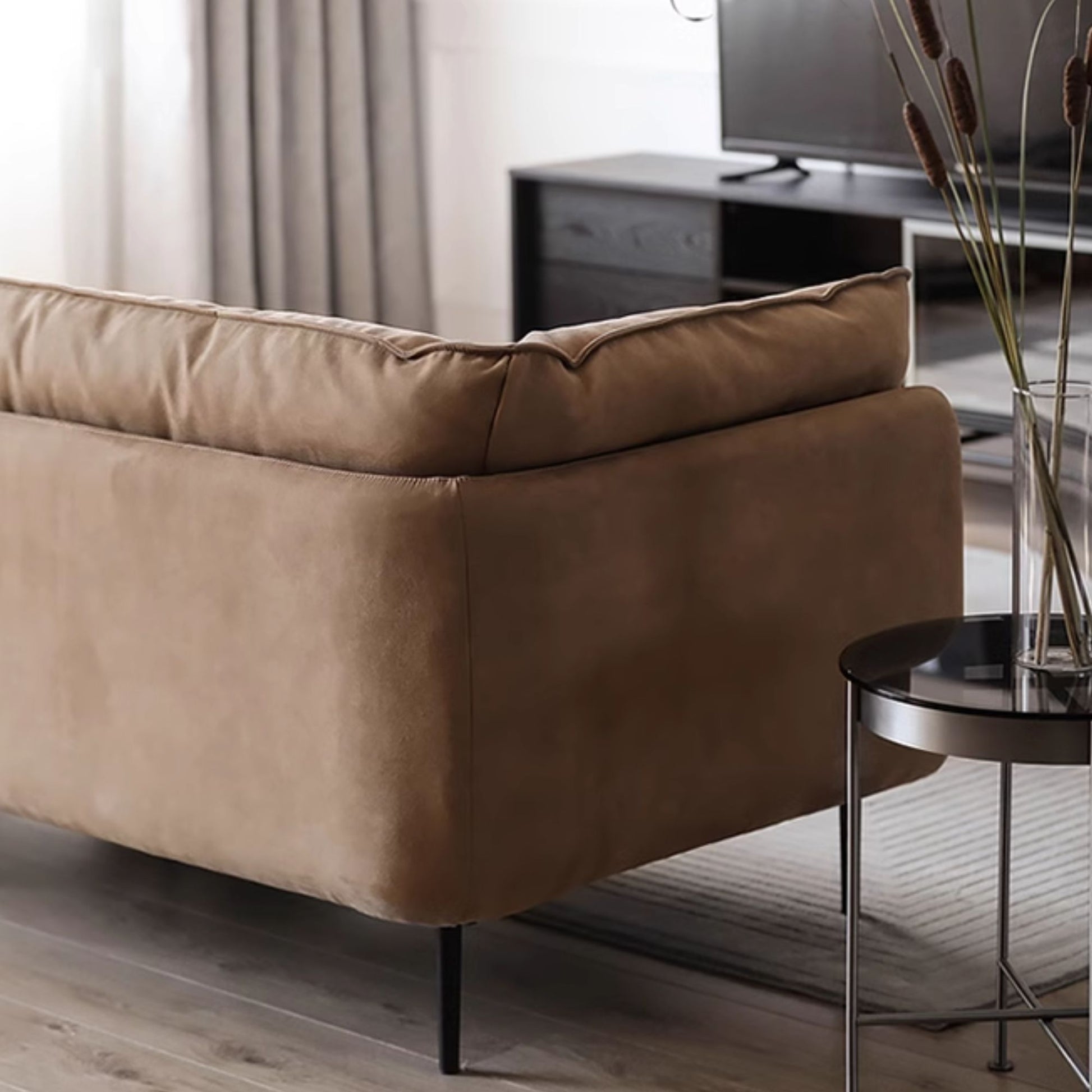 Cuddle brown fabric sofa