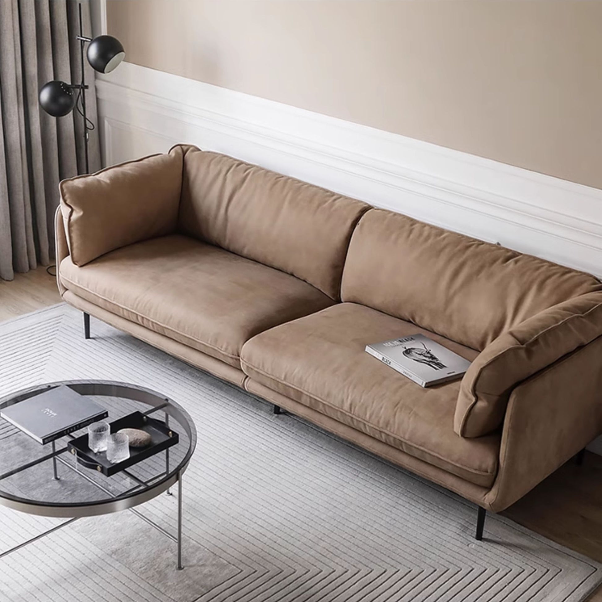 Cuddle brown fabric sofa