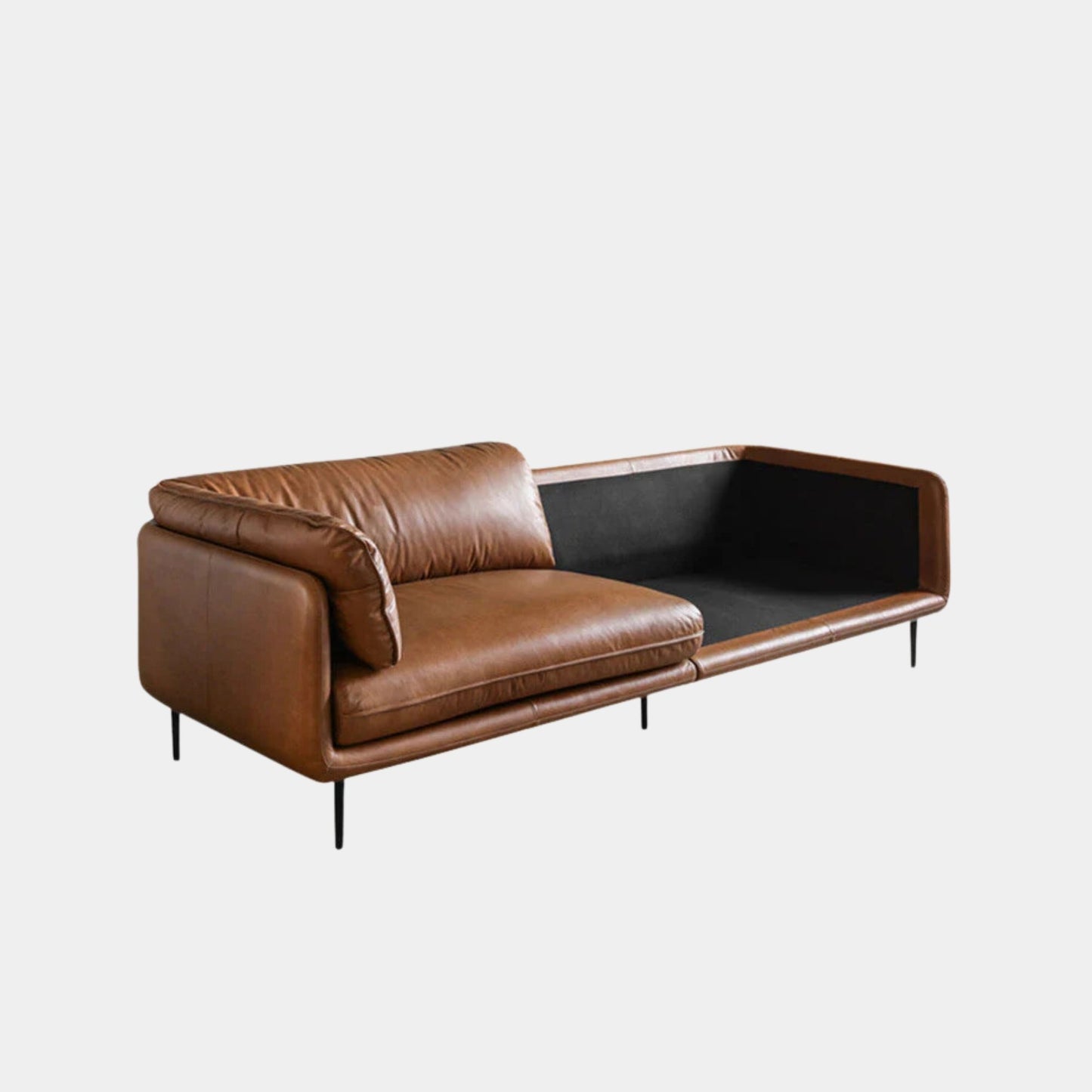 Cuddle full leather sofa brown