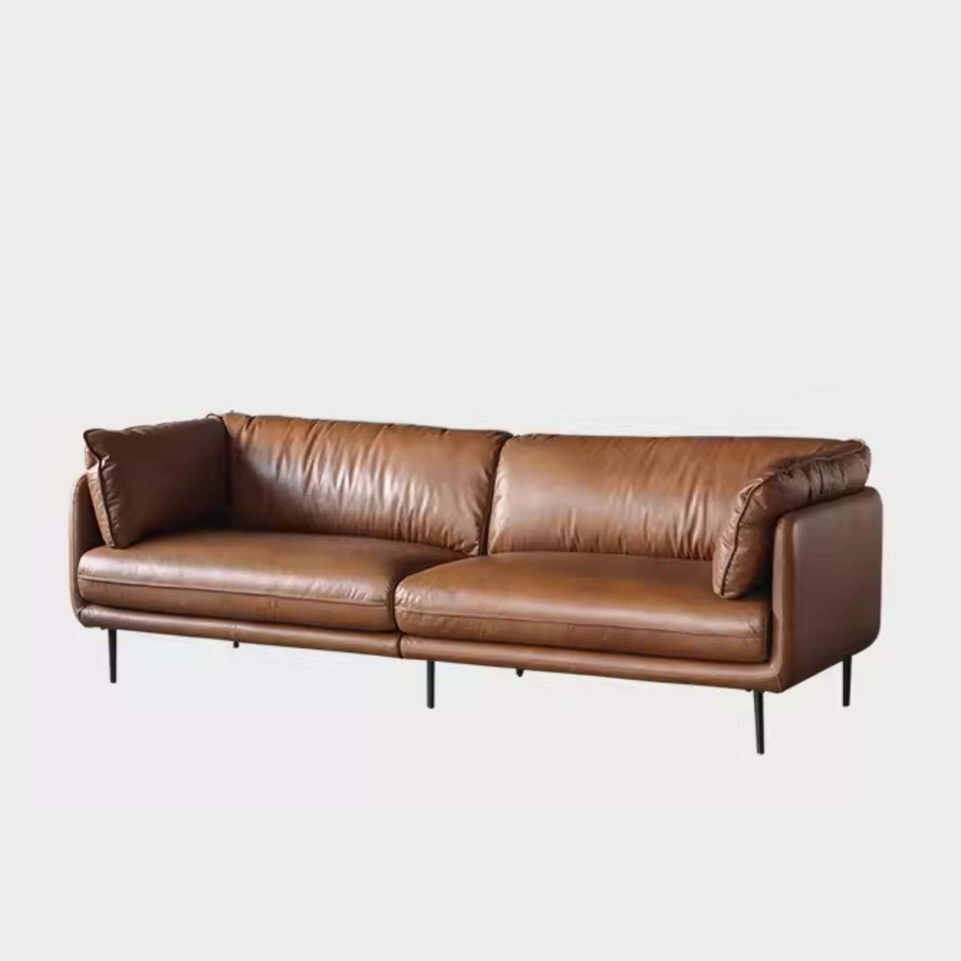 Cuddle half leather sofa brown