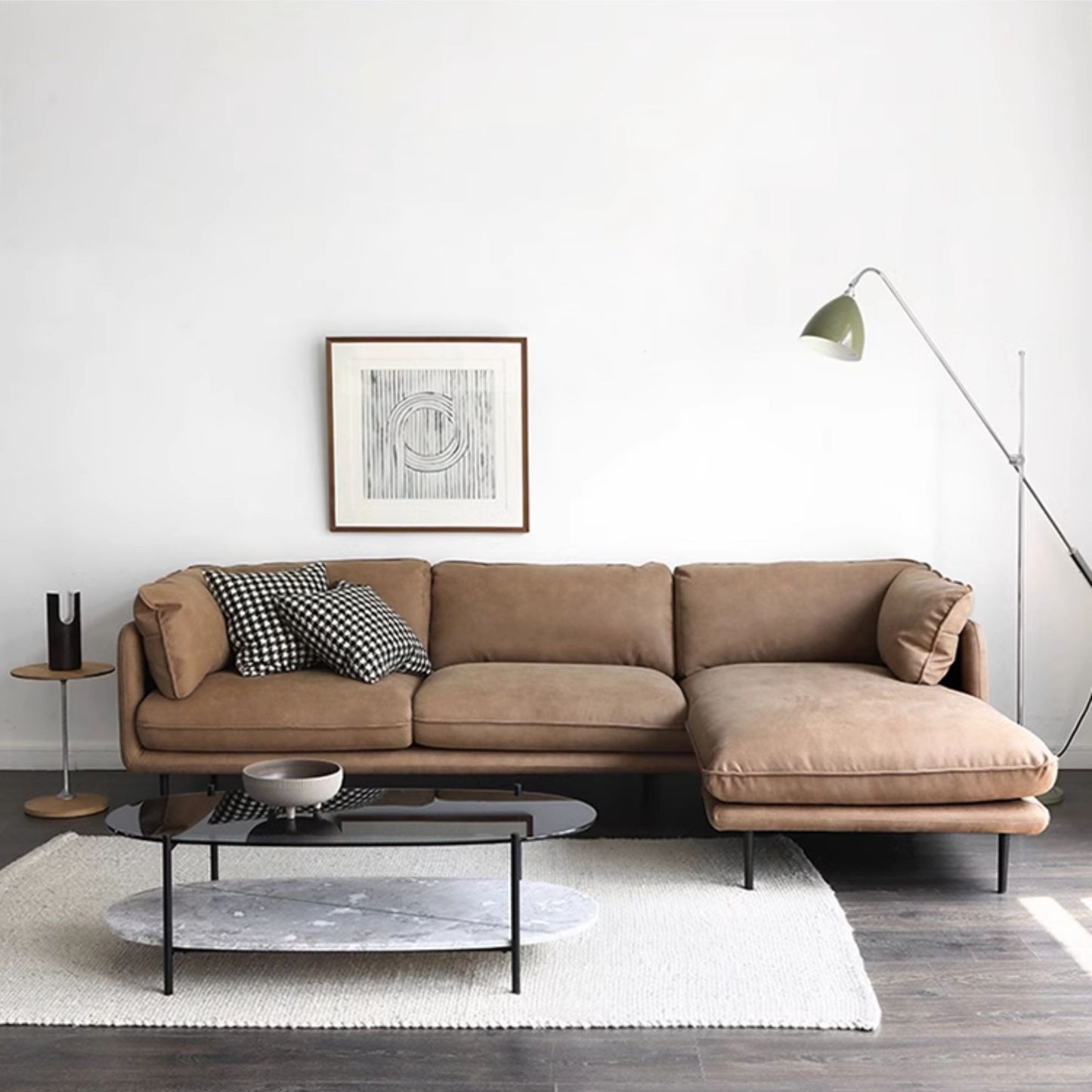 Cuddle fabric sectional sofa brown right