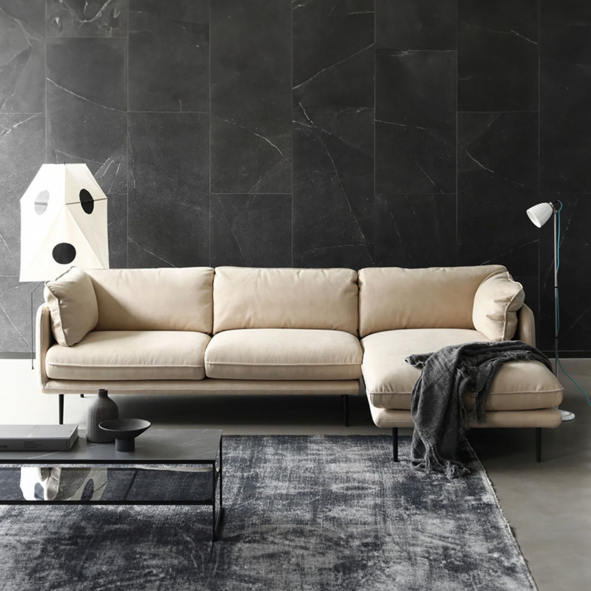 Cuddle fabric sectional sofa white right