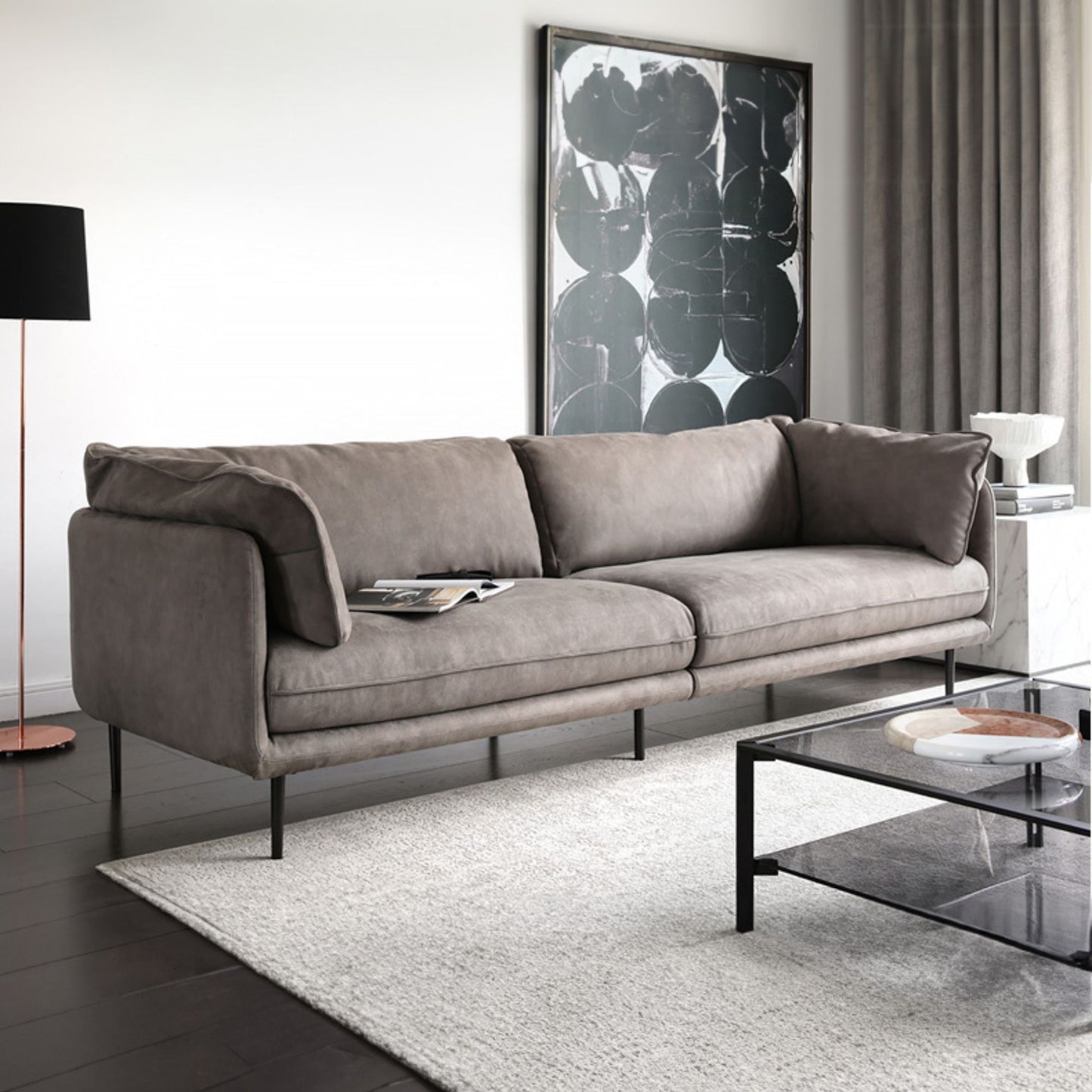 Cuddle grey fabric sofa