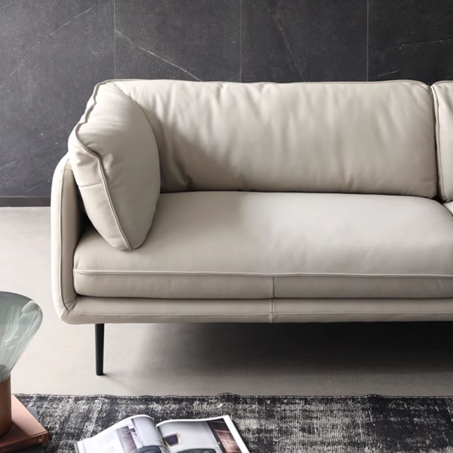 Cuddle full leather sofa white