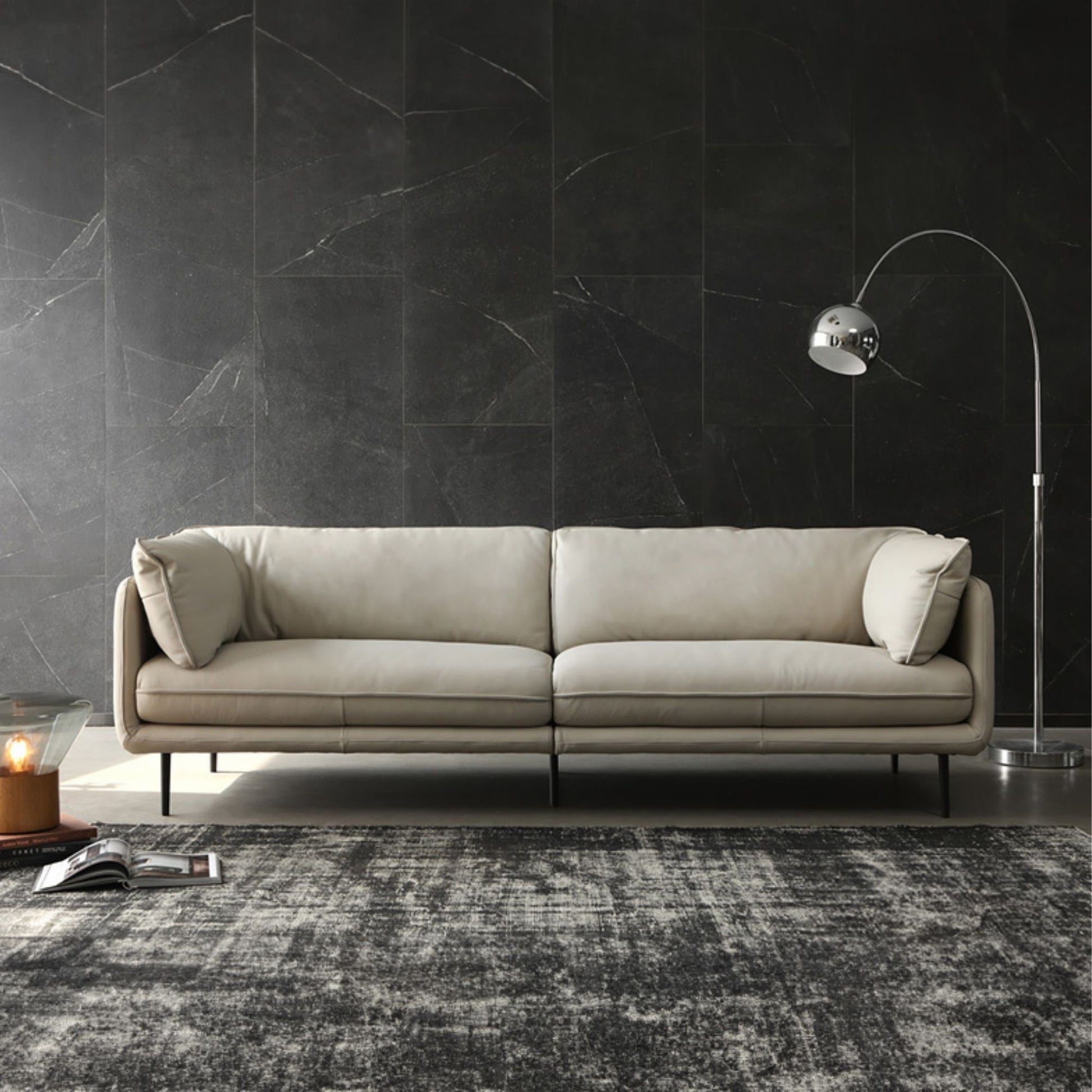 Cuddle full leather sofa white