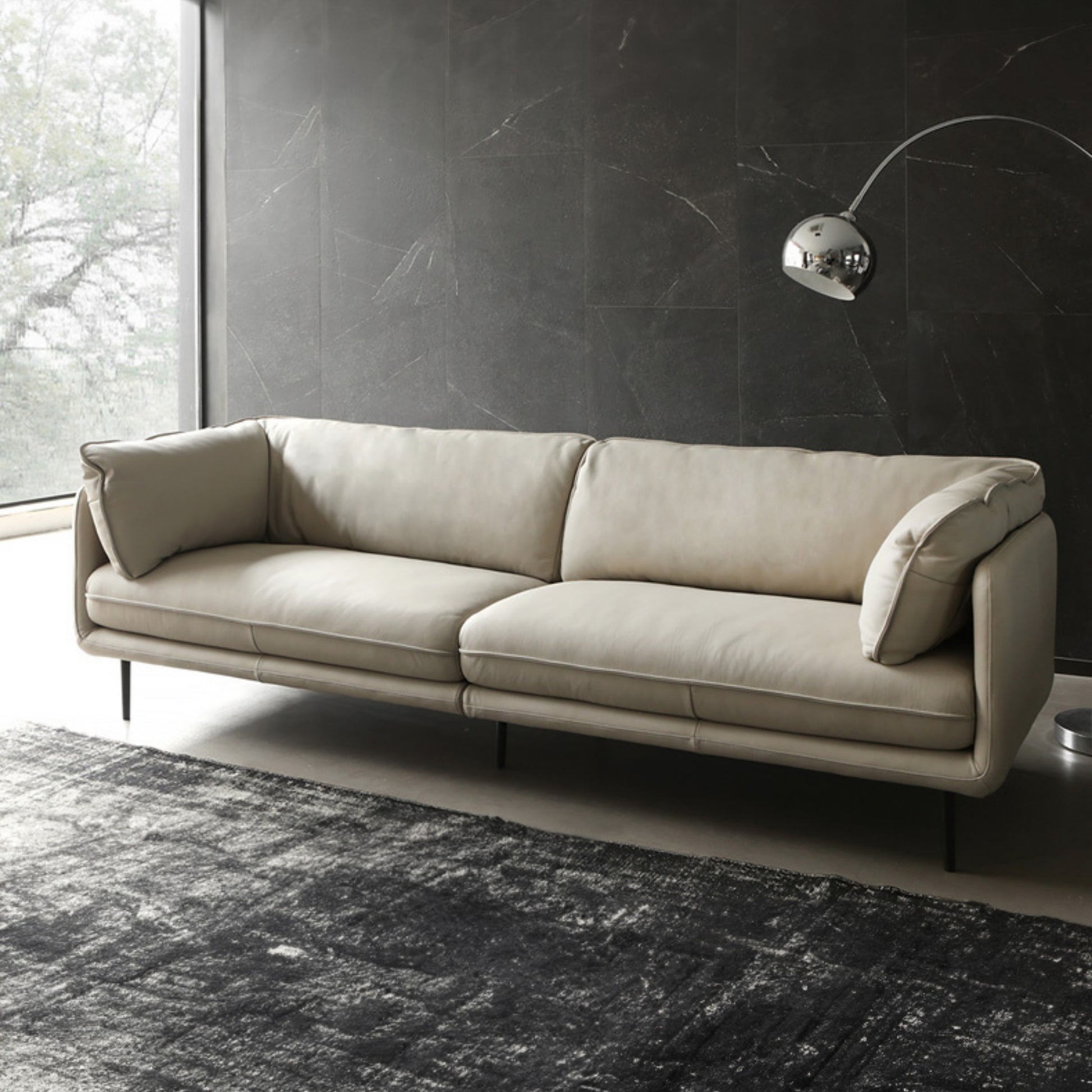 Cuddle half leather sofa white