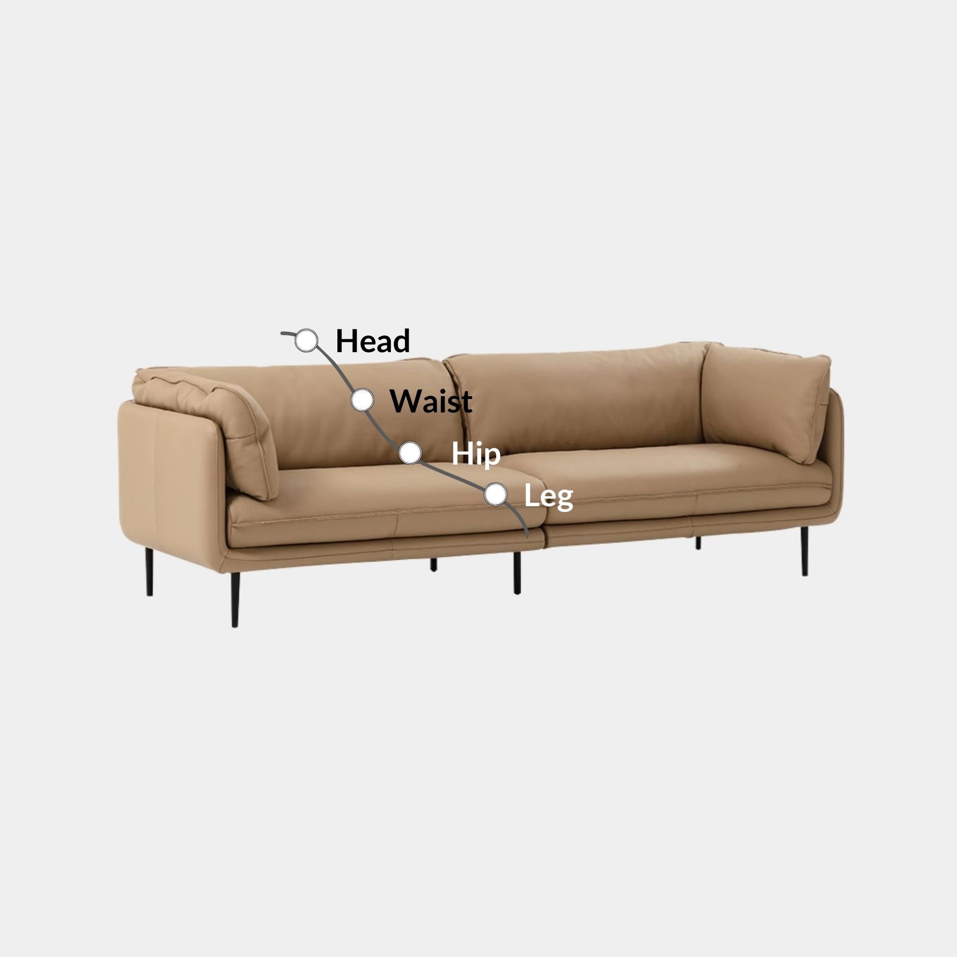 Cuddle half leather sofa beige