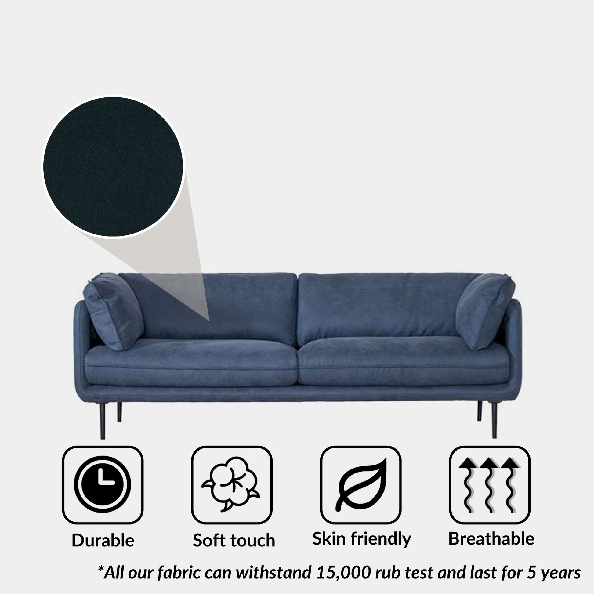 Cuddle blue fabric sofa