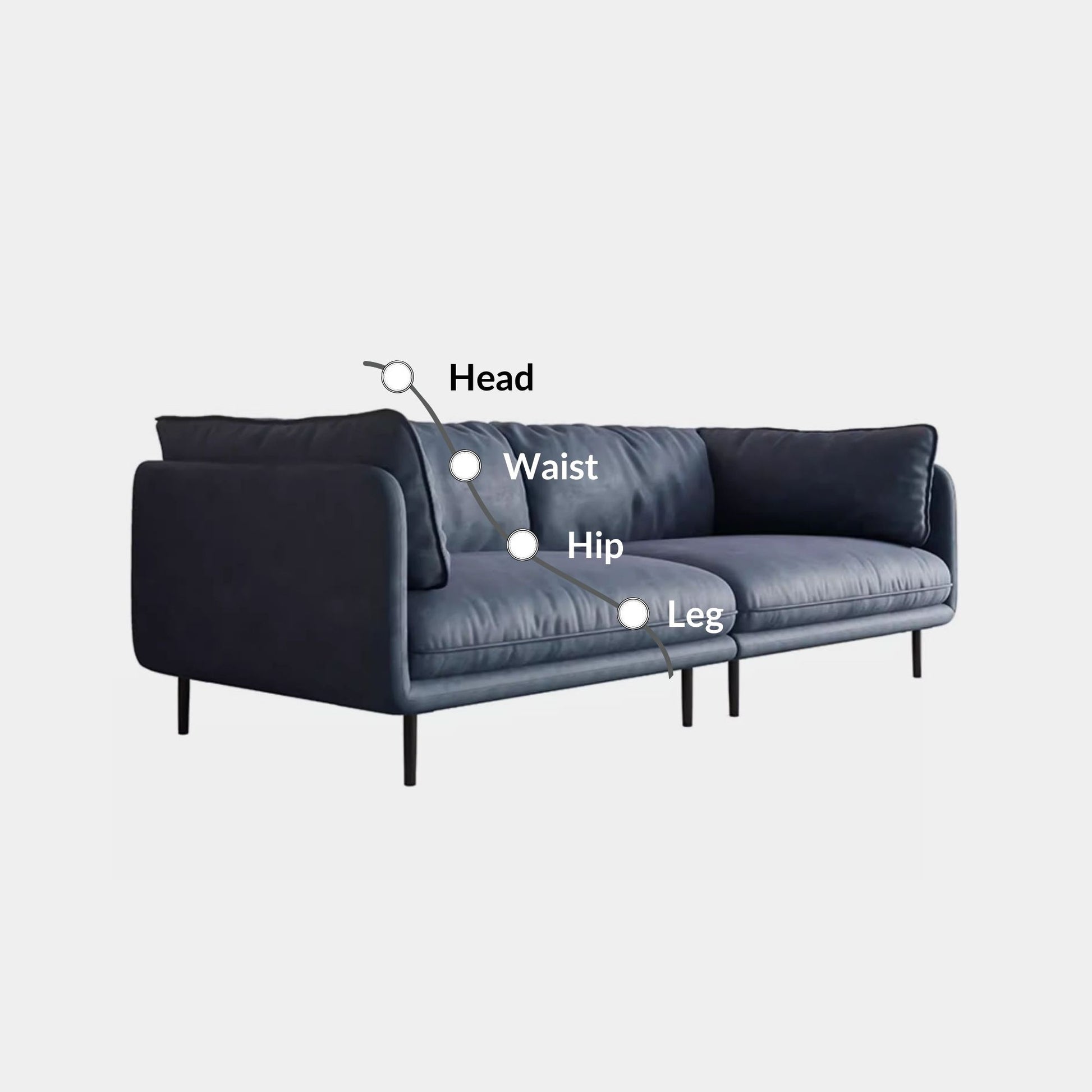Cuddle blue fabric sofa