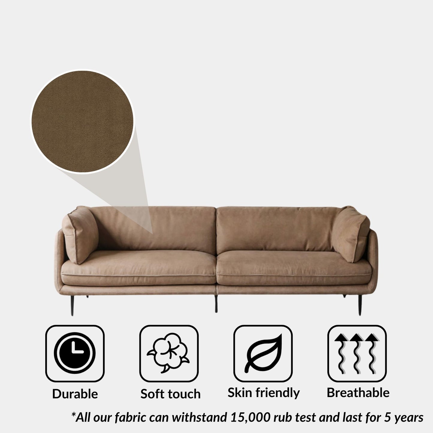 Cuddle brown fabric sofa