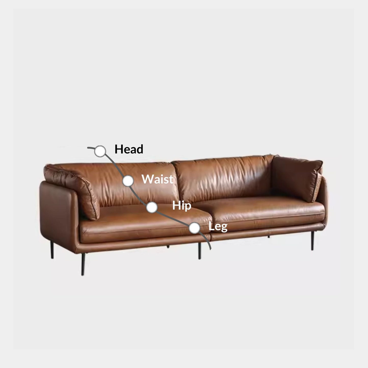 Cuddle full leather sofa brown