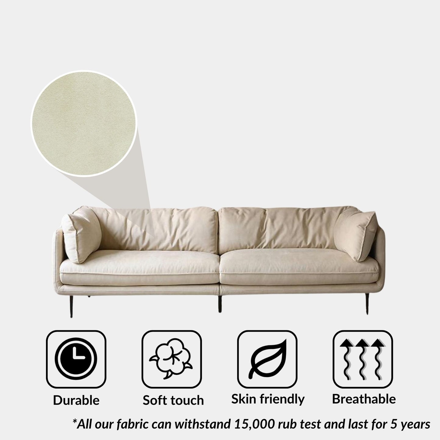 Cuddle white fabric sofa