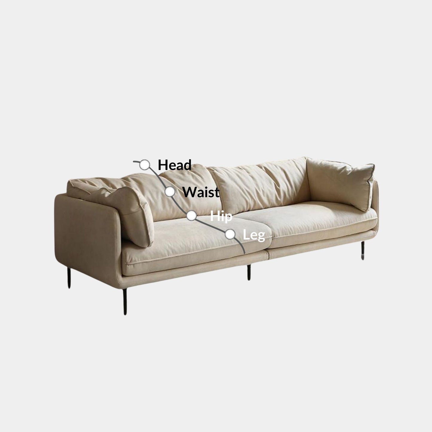 Cuddle white fabric sofa
