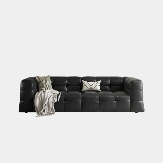 Cutey black half leather sofa