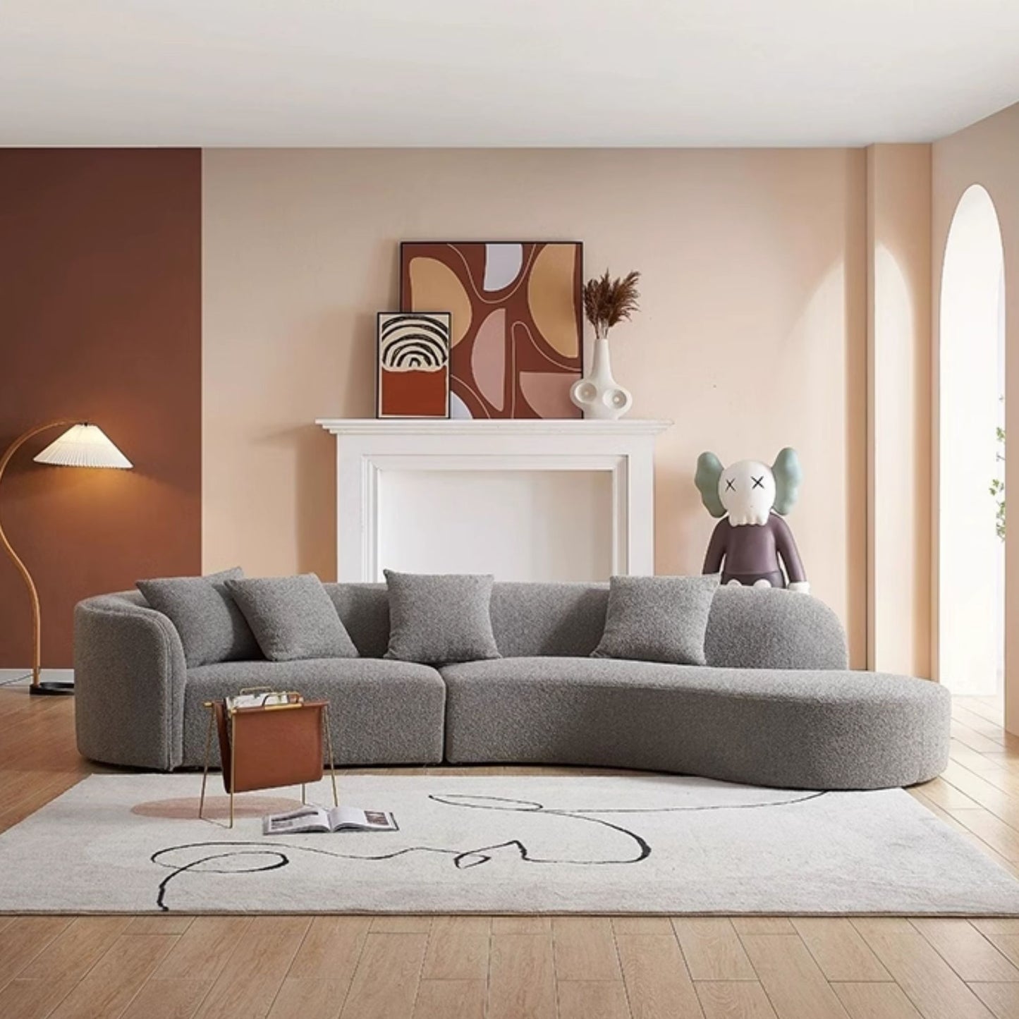 Cynthia fabric one arm sofa grey left